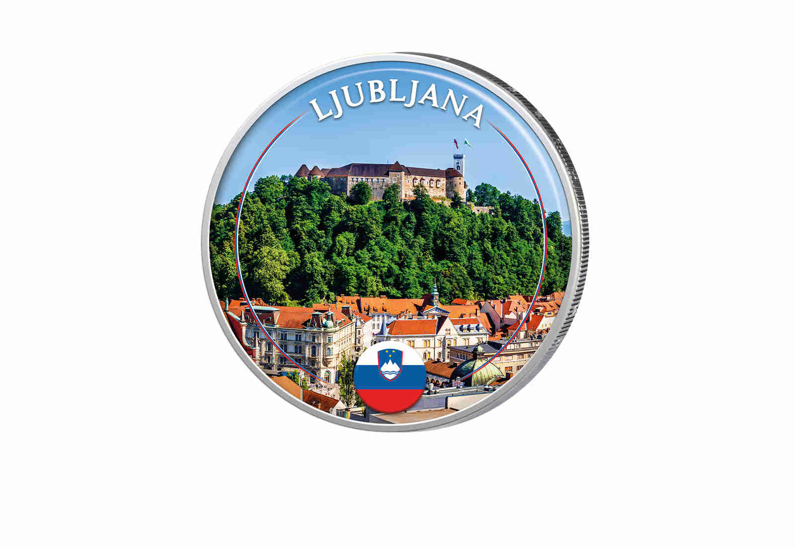 2 Euro mit Farbapplikation Ljubljana - Slowenien