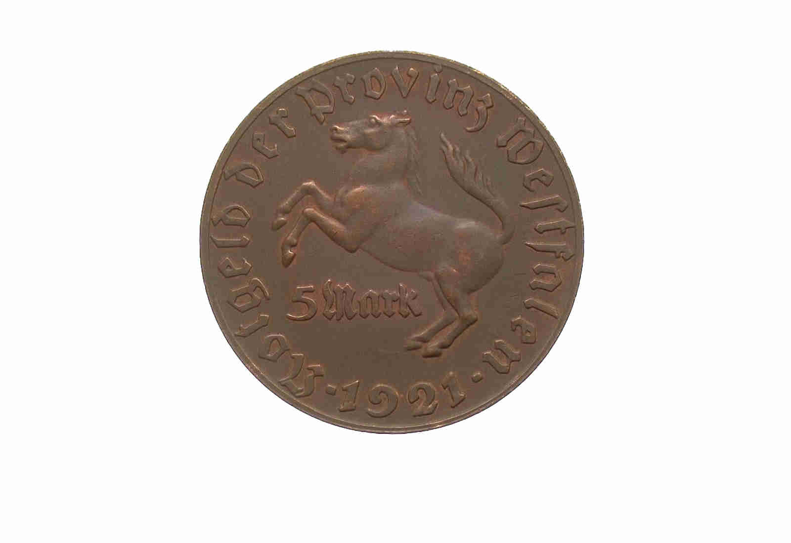 5 Mark 1921 Notgeldmünze Weimarer Republik Westfalen N12