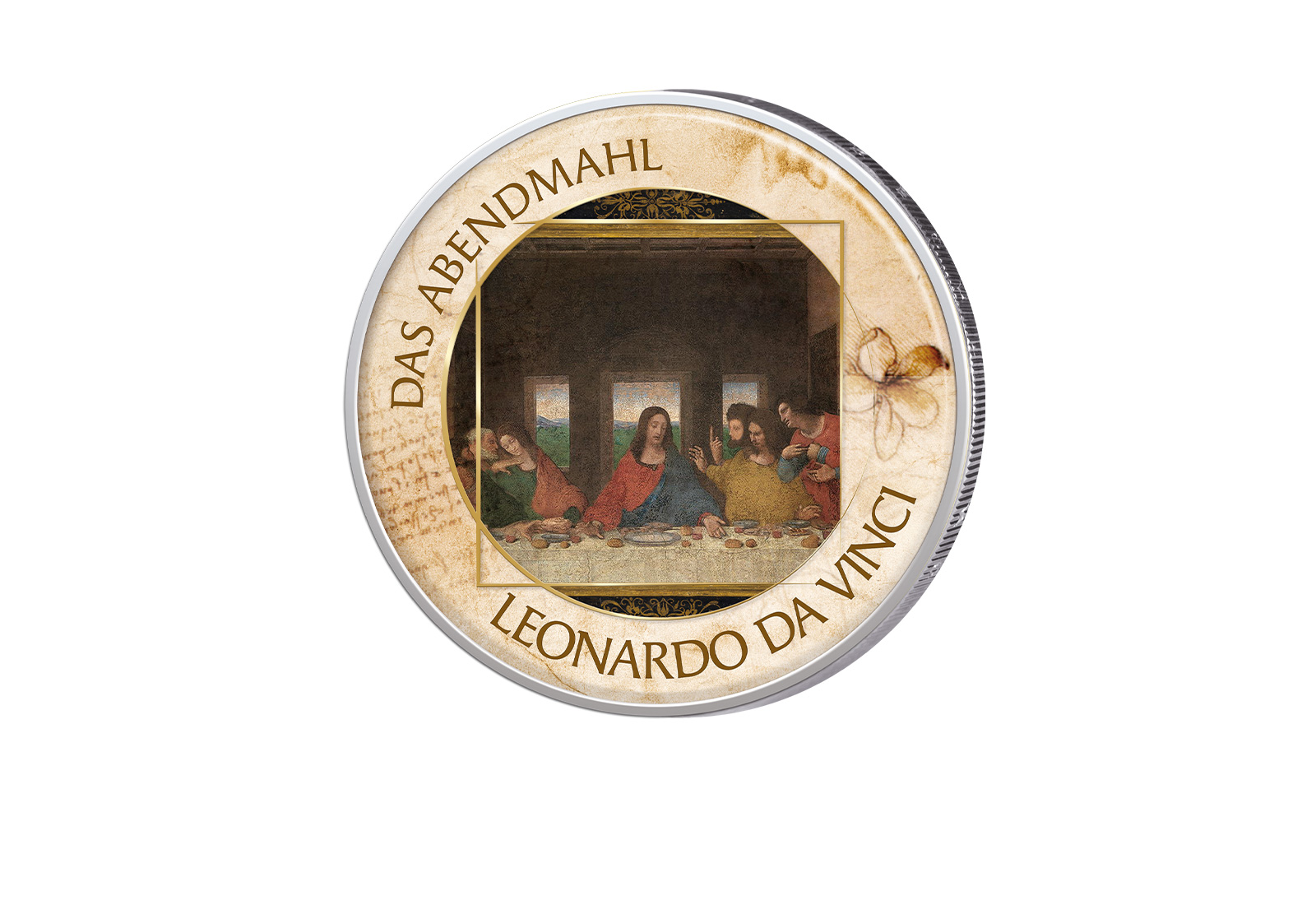 2 Euro mit Farbapplikation Das Abendmahl Serie Kunst I