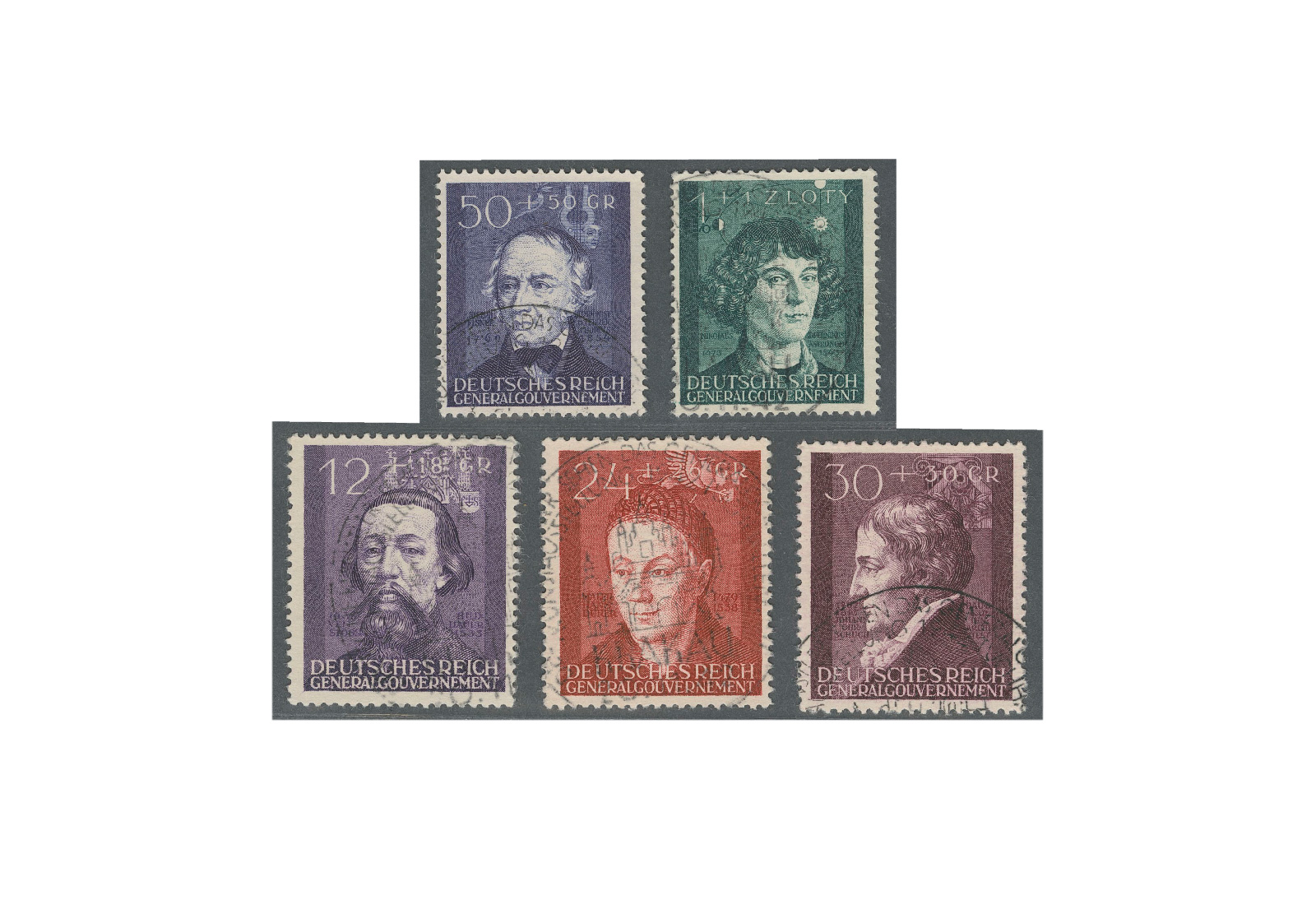 Generalgouvernement 1943: Kulturträger Michel Nr. 96/100 gestempelt