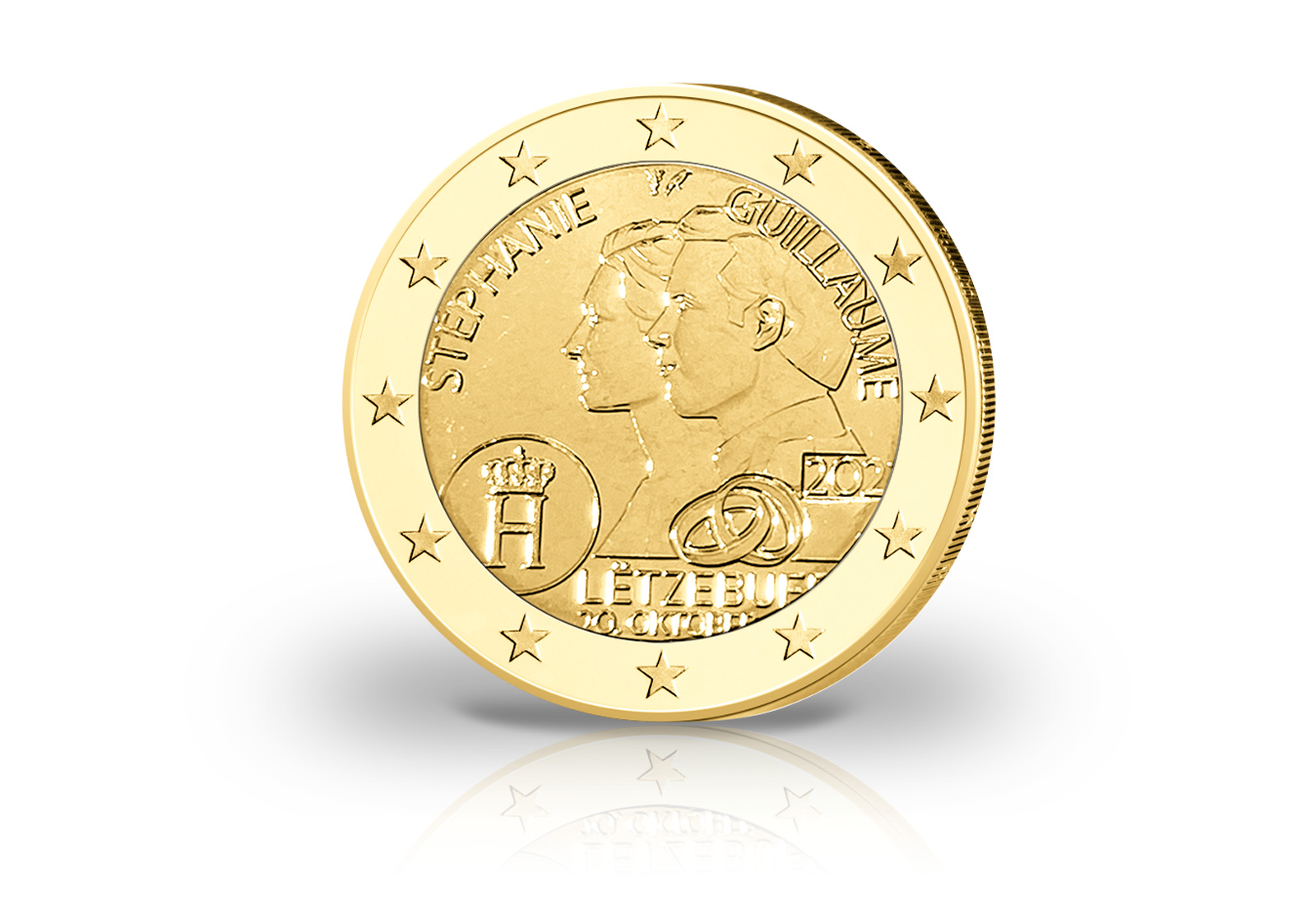 2 Euro 2022 Luxemburg 10. Hochzeitstag Erbgroßherzog mit 24 Karat Goldauflage