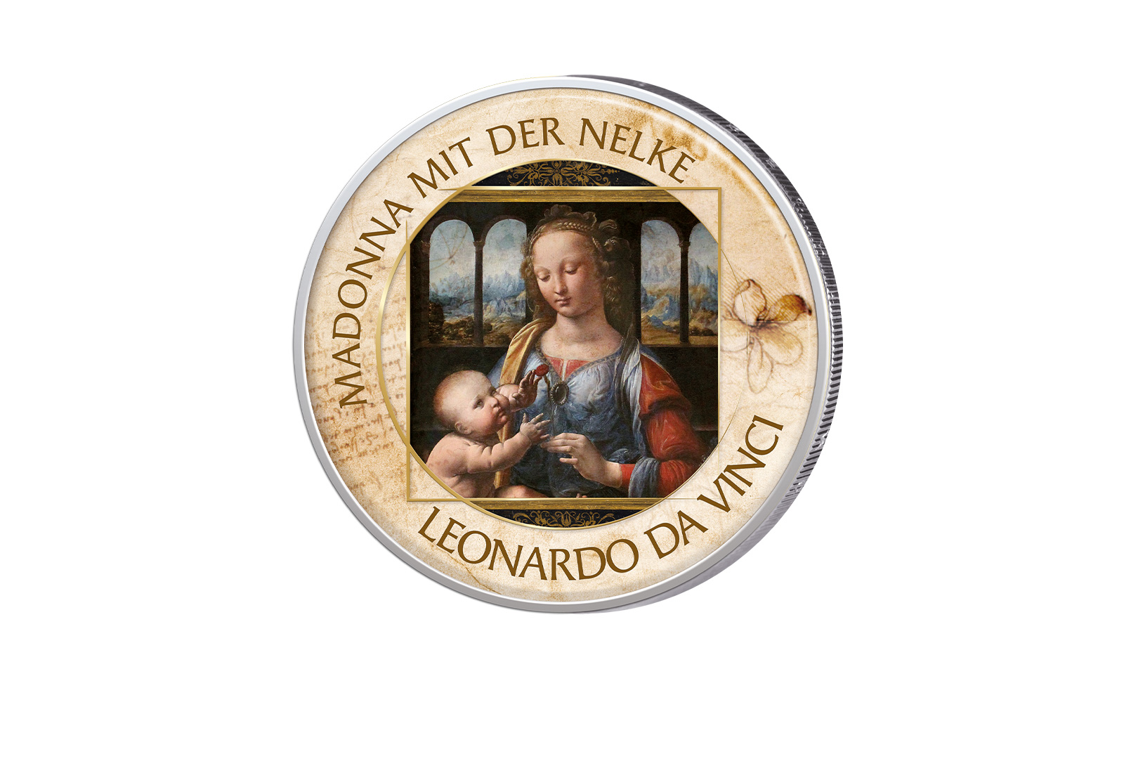 2 Euro Da Vinci Madonna mit der Nelke mit Farbapplikation