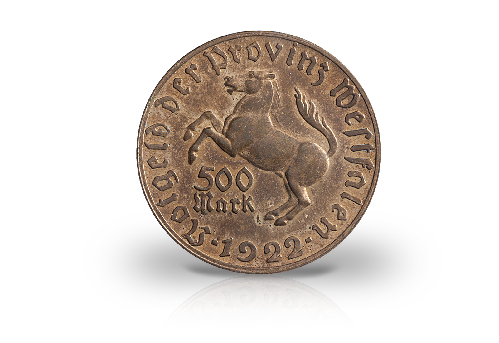 500 Mark Notgeldmünze 1922 Weimarer Republik Westfalen N15 Bronze vergoldet