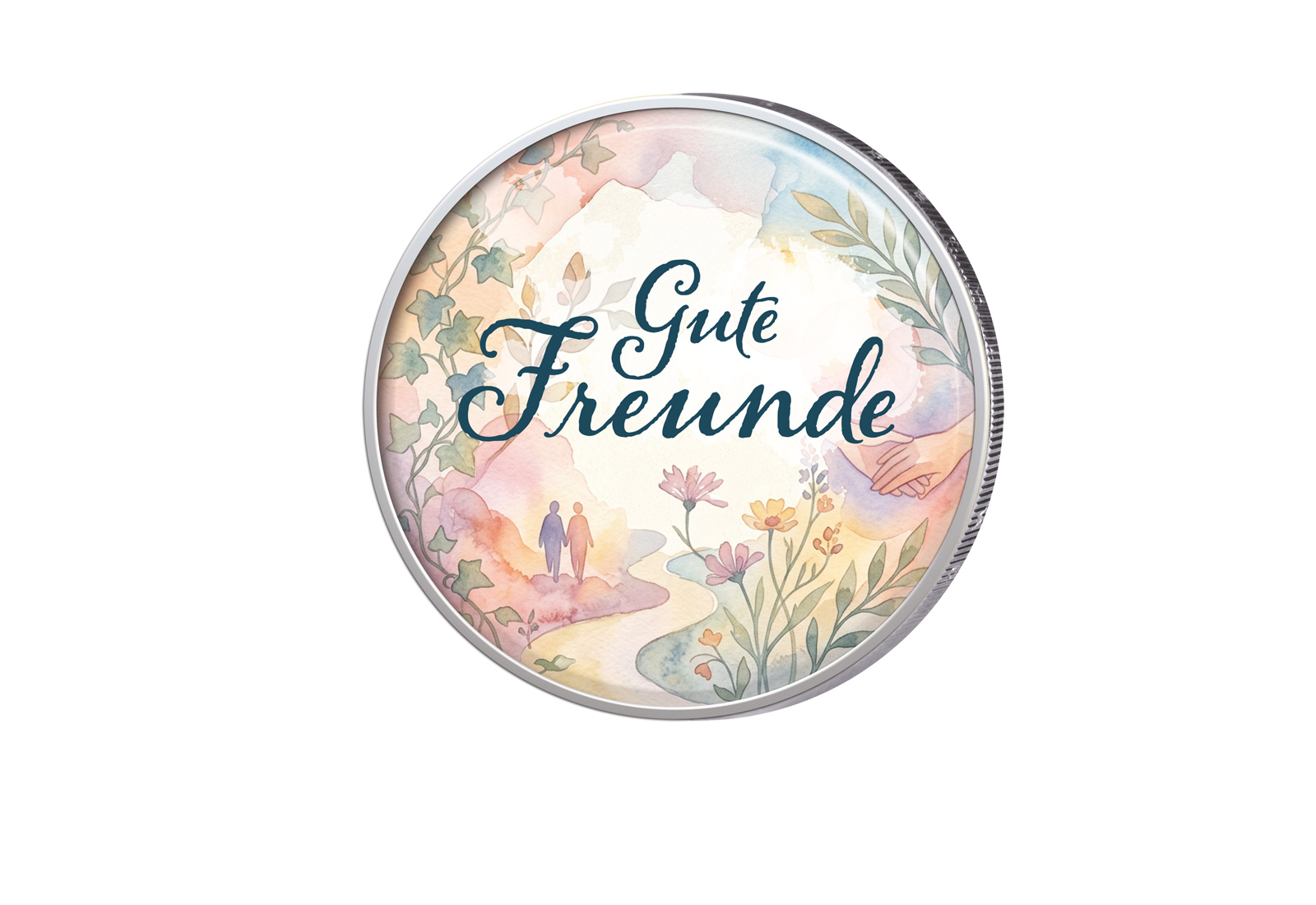 2 Euro mit Farbapplikation Freundschaft