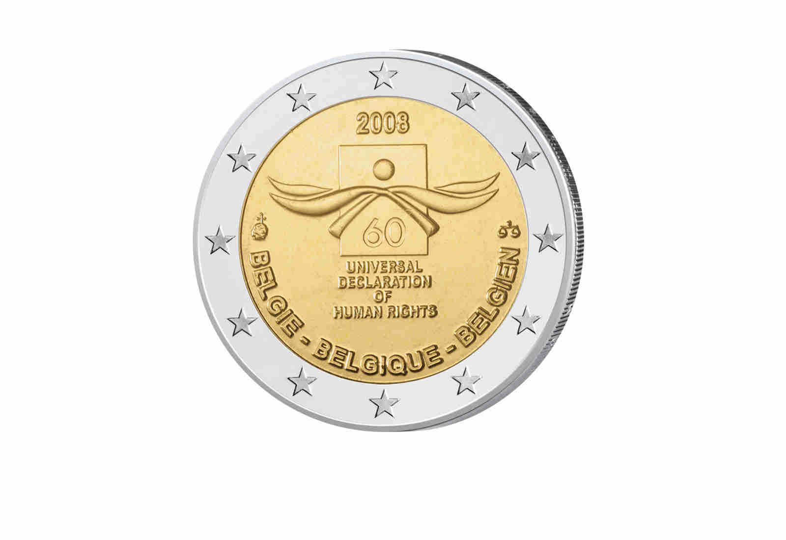 2 Euro 2008 Belgien 60 Jahre Menschenrechte bfr.