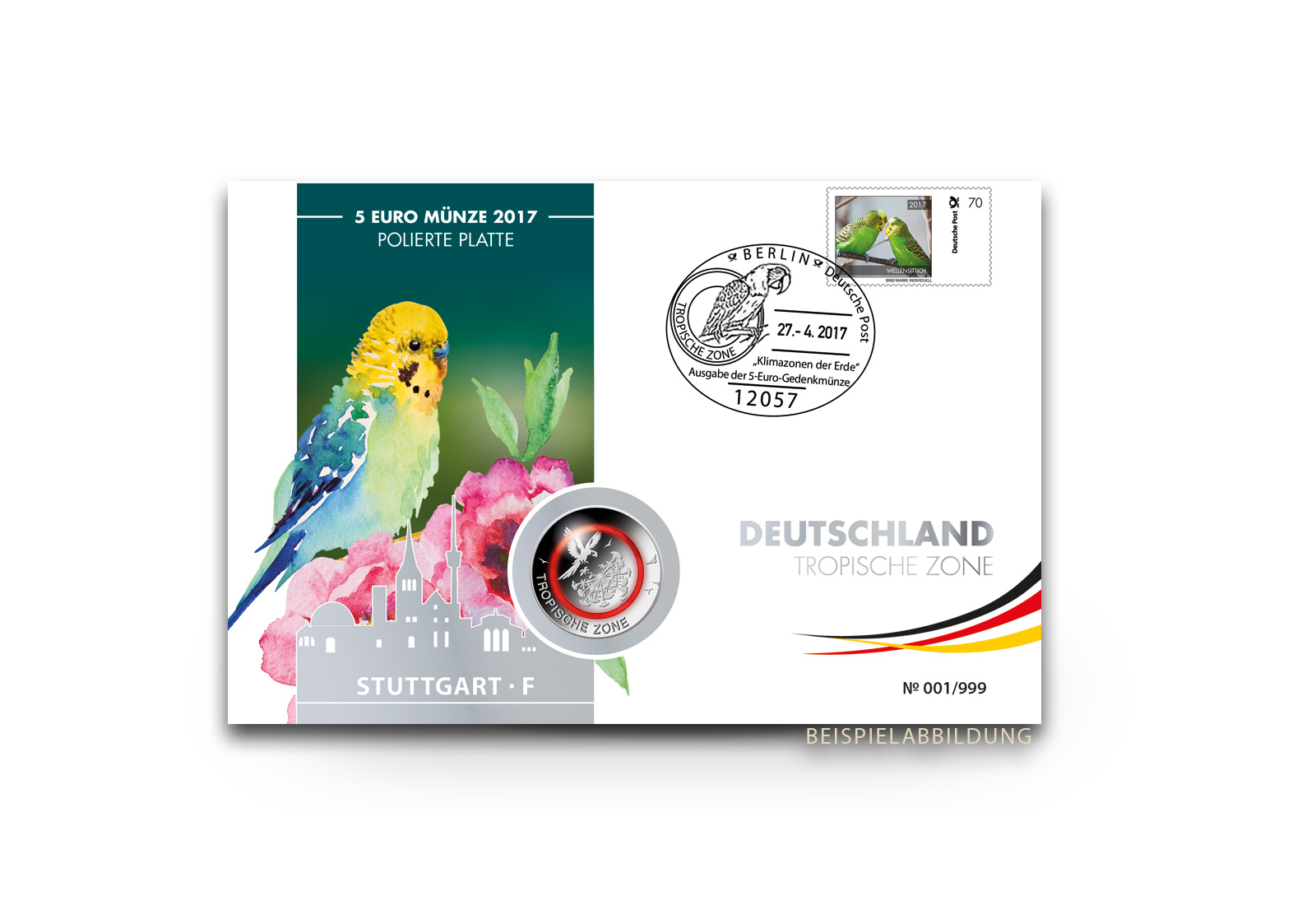 Kuvert für Numisbrief 5 Euro "Tropische Zone" 2017 PP Prägestätte unserer Wahl