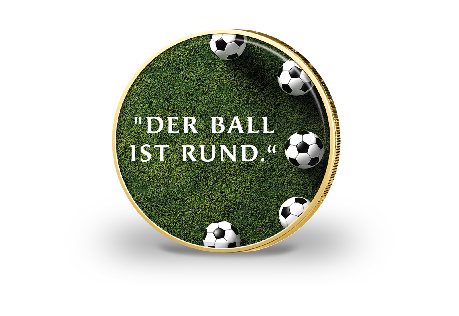 2 Euro vergoldet Fußballspruch 3 mit Farbmotiv
