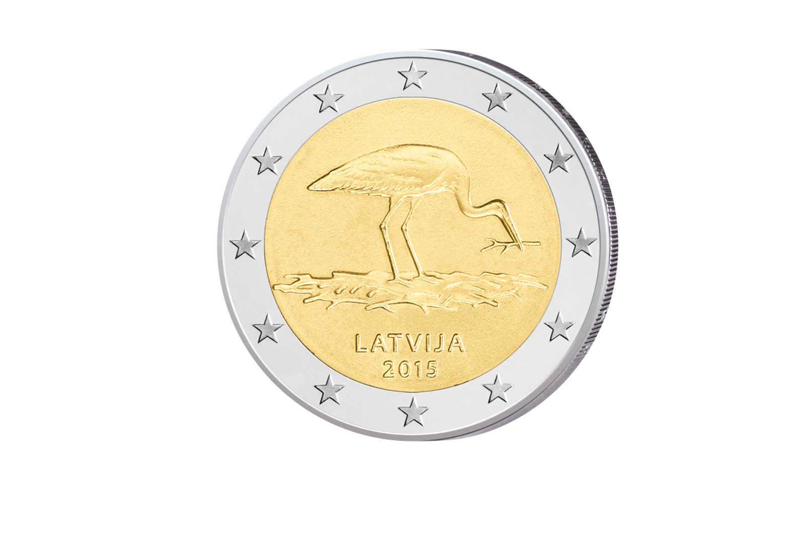 2 Euro 2015 Lettland 10 Jahre Schwarzstorch Schutzprogramm bfr.