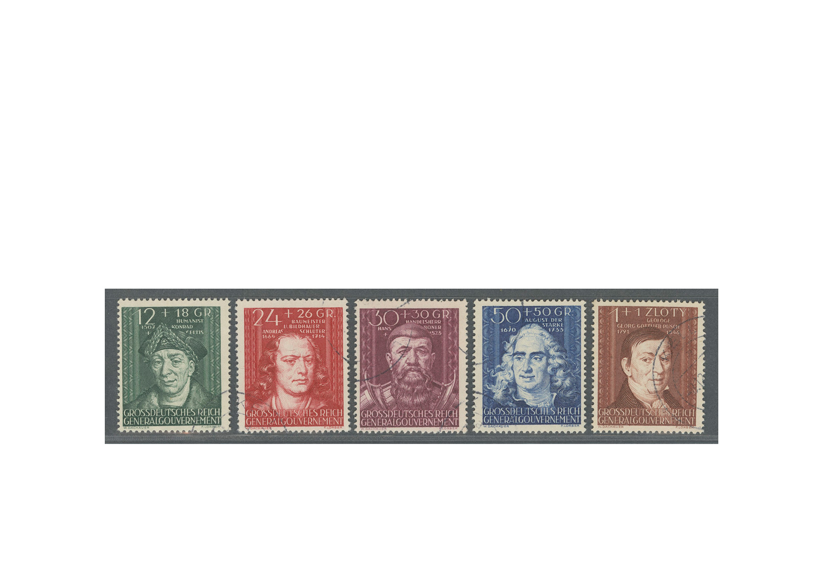 Generalgouvernement 1944: Kulturträger (II) Michel Nr. 120/24 gestempelt