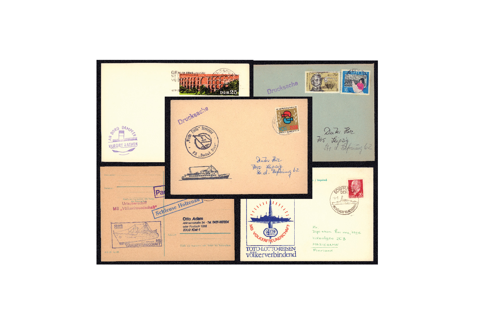 Bildpostkarten DDR Schiffspost 1960-1990 gestempelt