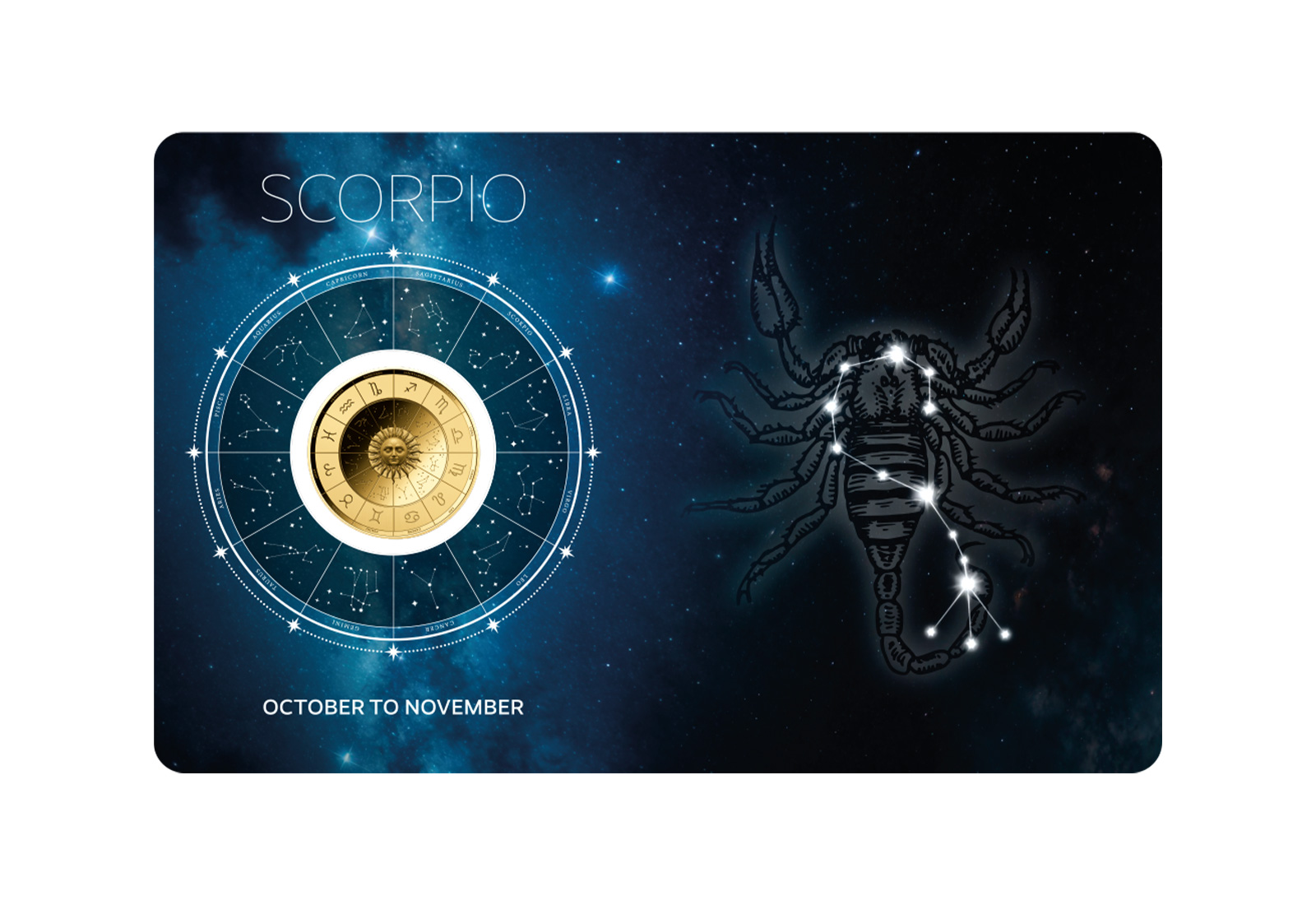 Goldmünze Sternzeichen Skorpion Coincard Feinheit 999/1000 Gold Geschenk