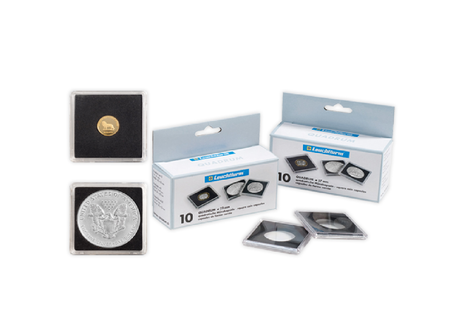 [18 mm] Leuchtturm Quadrum-Münzkapseln im 10er Pack