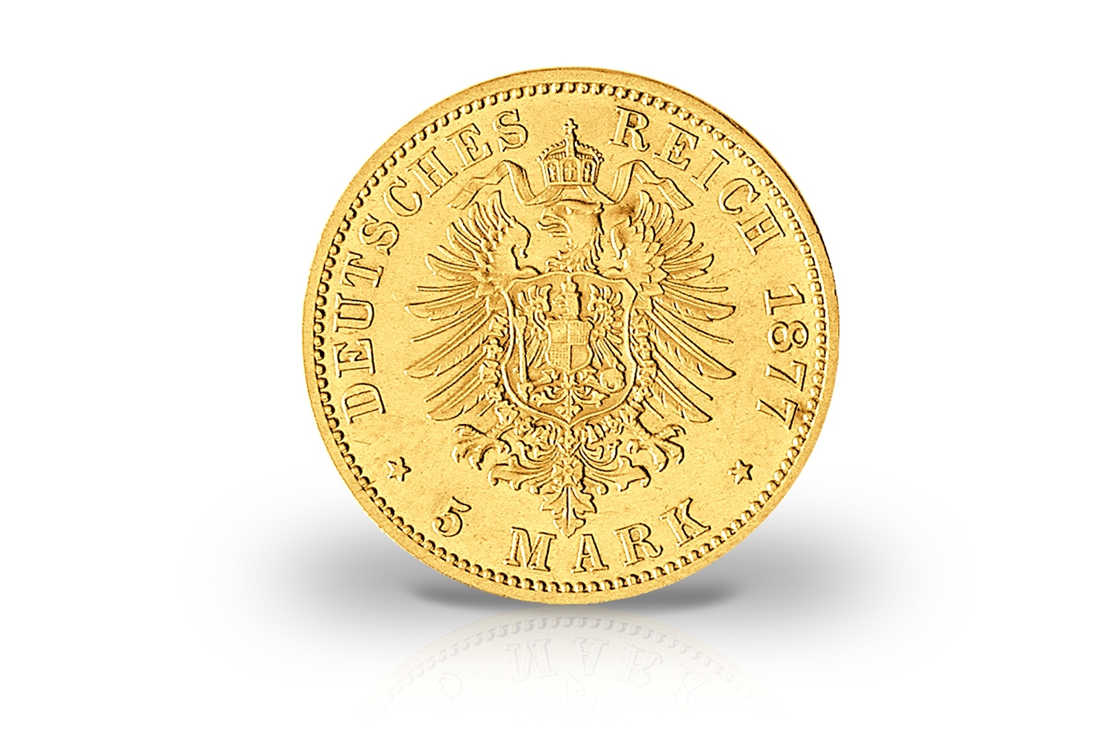 5 Mark Goldmünze 1877 Kaiserreich Hamburg Jaeger-Nr. 208