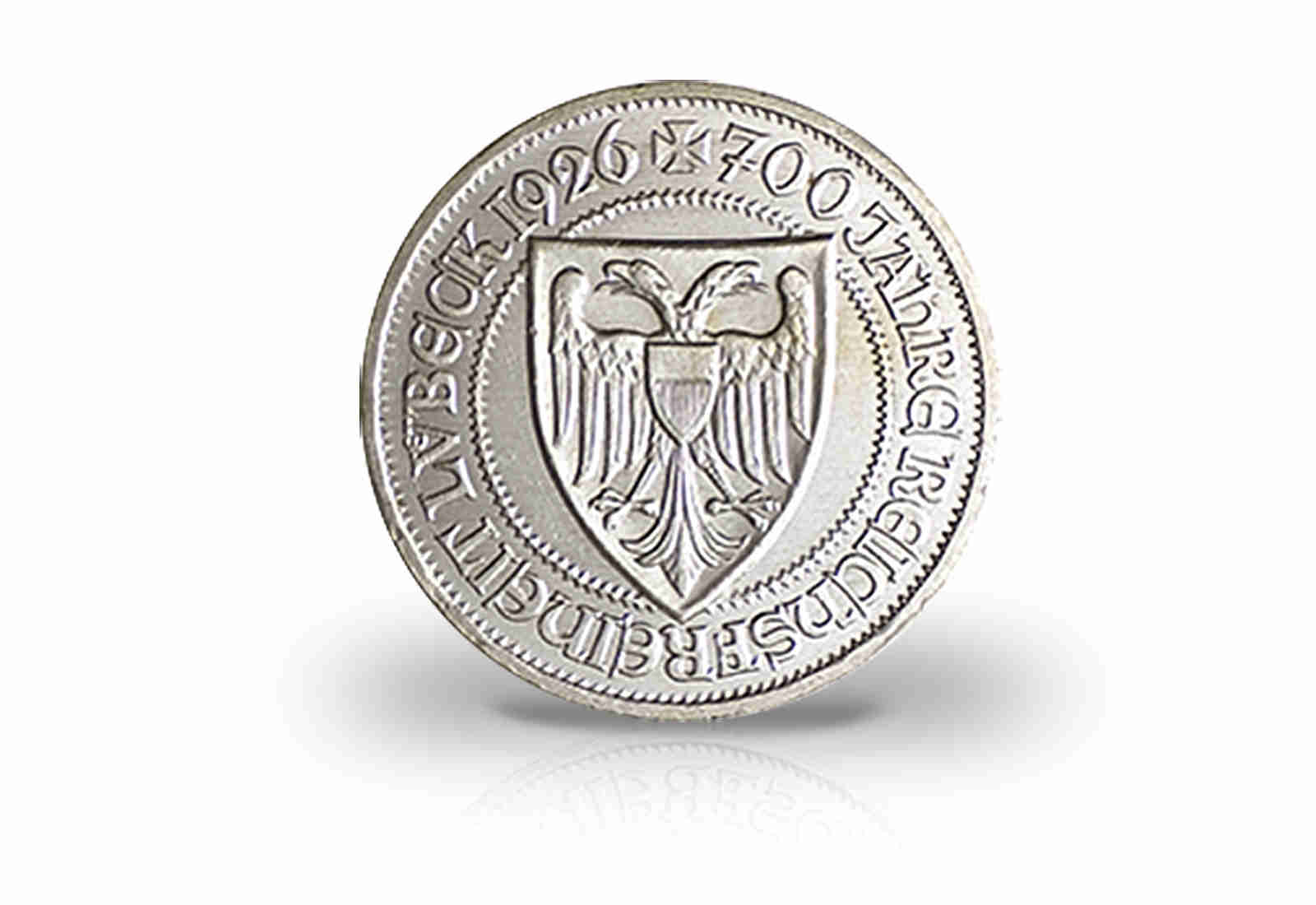 3 Reichsmark 1926 Weimarer Republik 700. Jahre Reichsfreiheit Lübeck Jaeger-Nr. 323