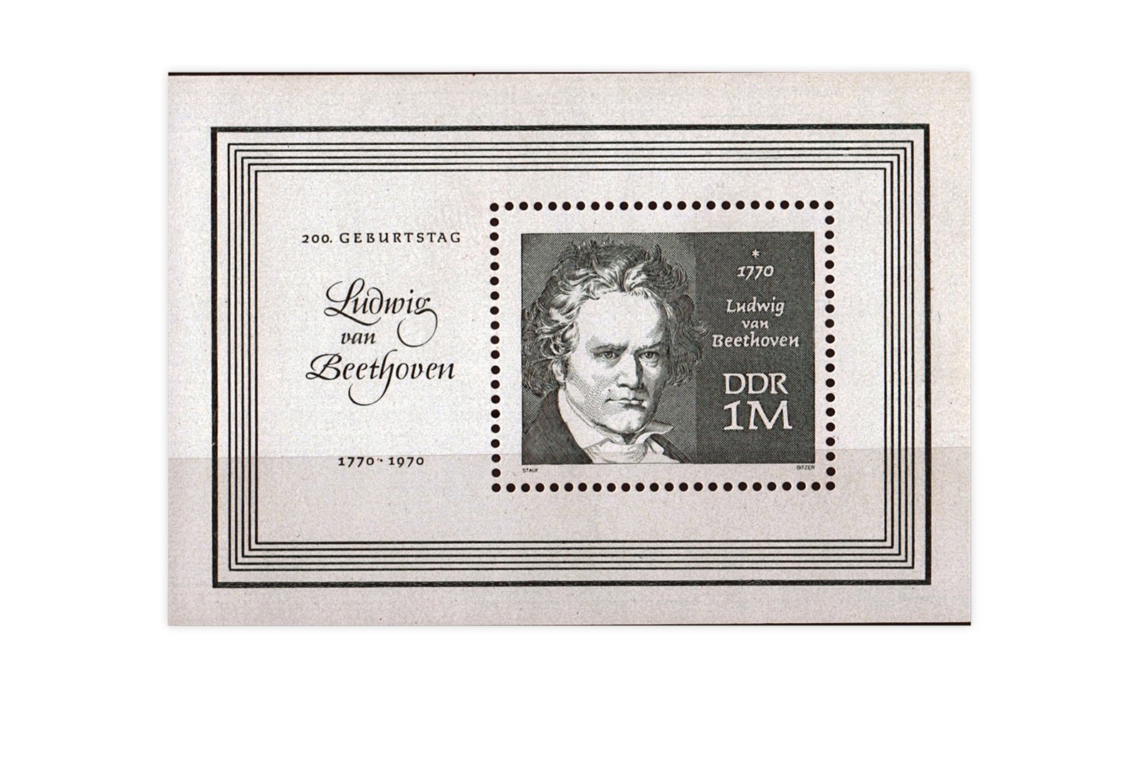 Briefmarke DDR 200. Geburtstag Beethoven 1970 Block 33 postfrisch