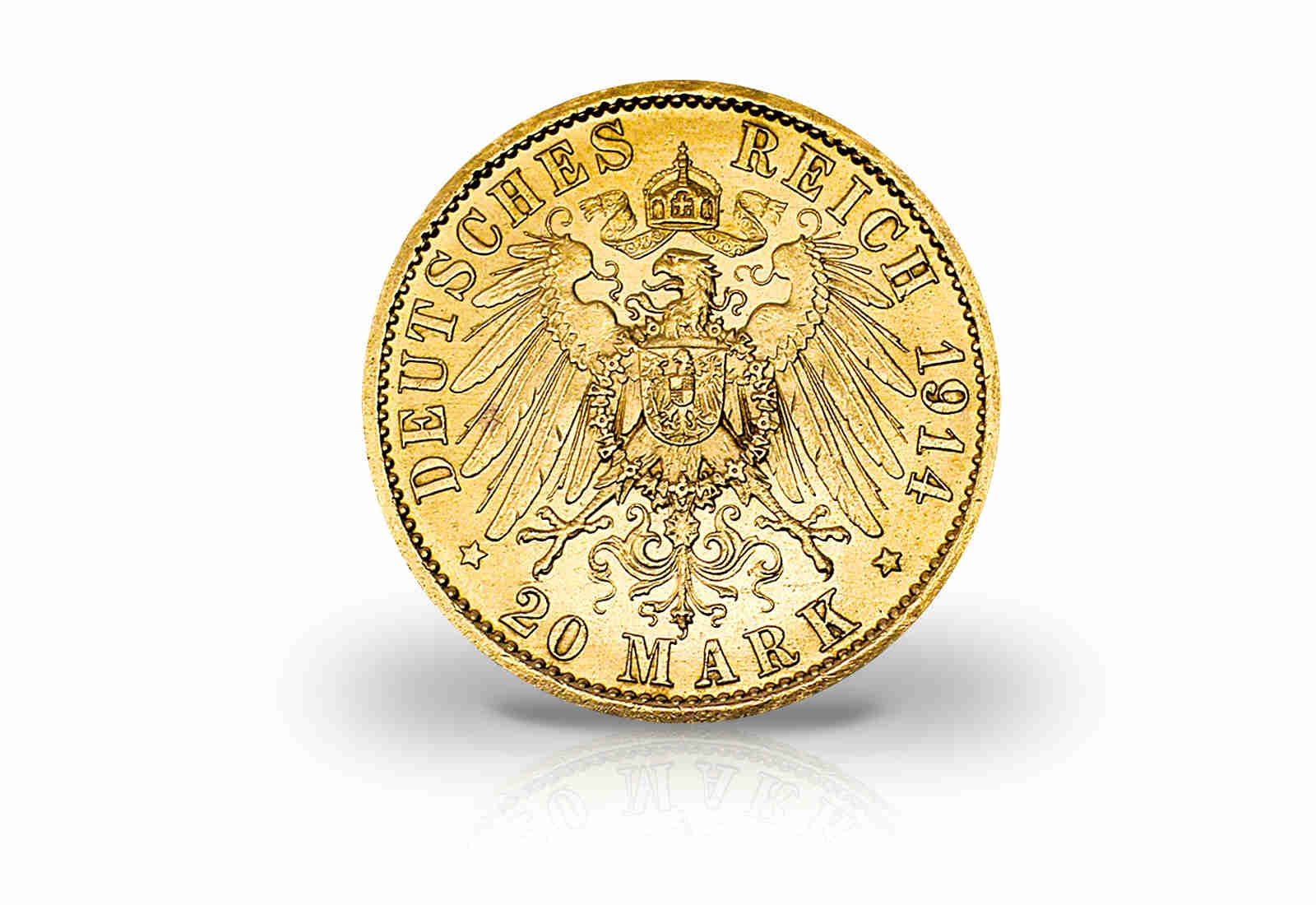 20 Mark Goldmünze 1913-1914 Kaiserreich Preußen Kaiser Wilhelm II. in Uniform Jaeger-Nr. 253