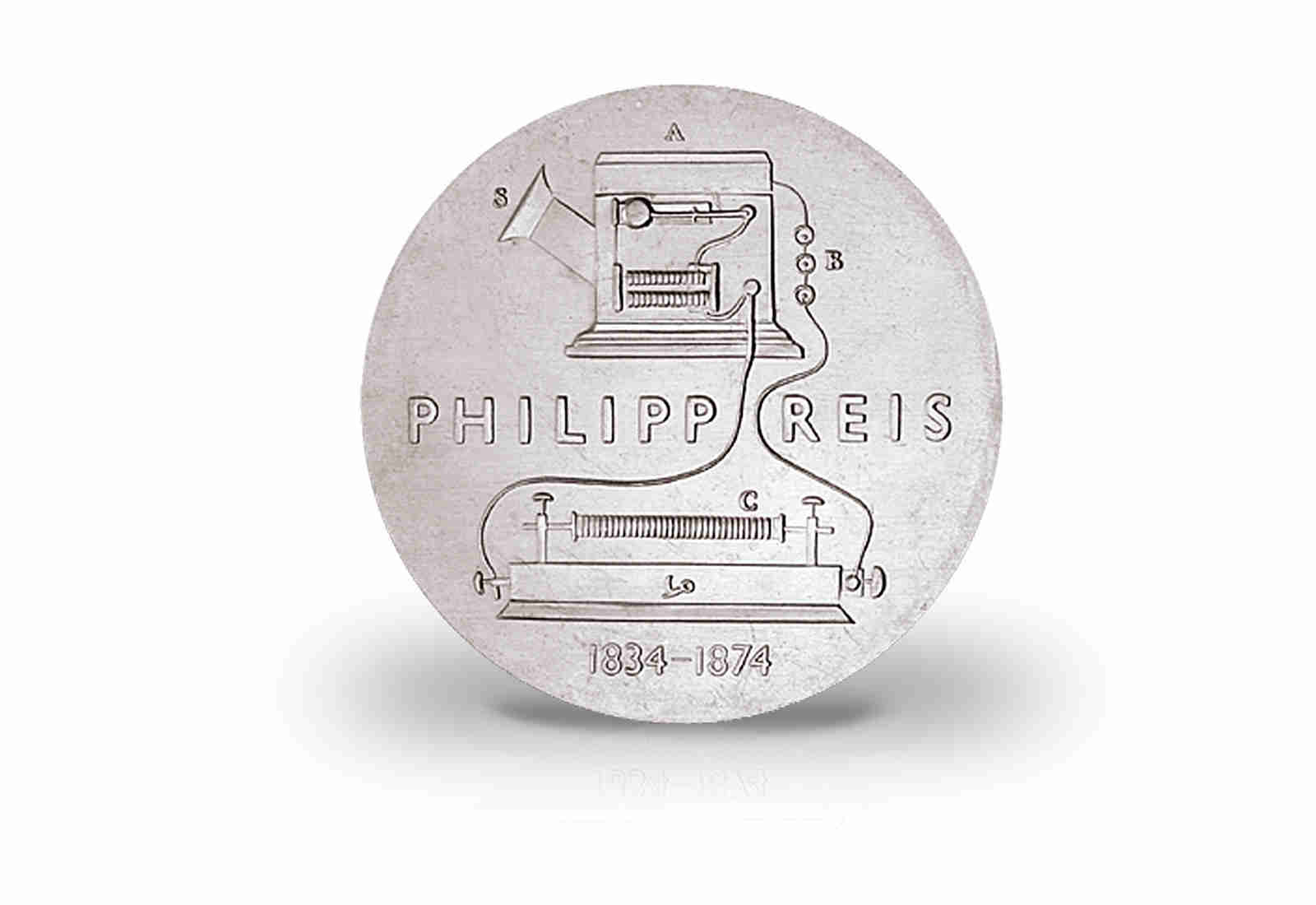 5 Mark Gedenkmünze 1974 DDR Philipp Reis Jaeger-Nr. 1550