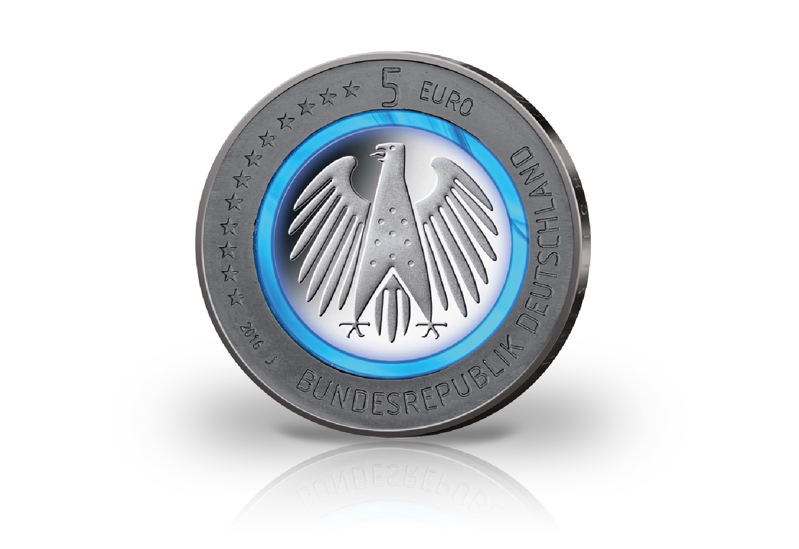 5 Euro 2016 Deutschland Planet Erde mit Rhodium und 24 Karat Goldauflage