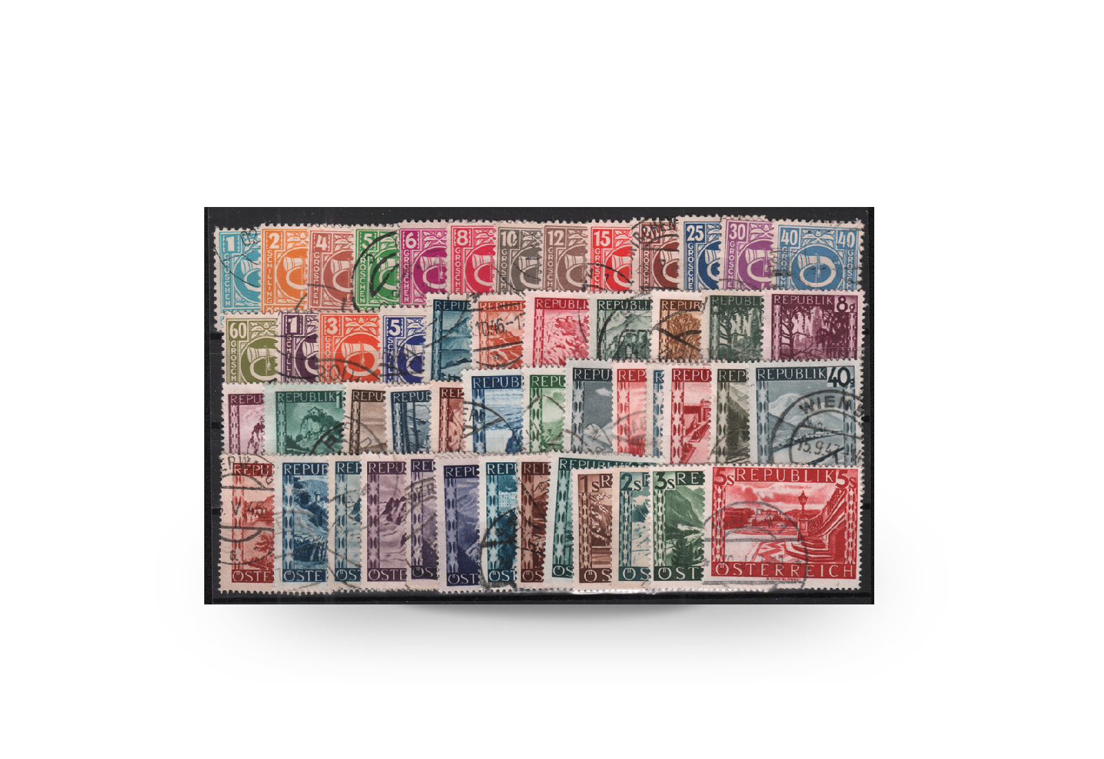 Österreich Mi.Nr. 738/770 Jahrgang 1945 gestempelt