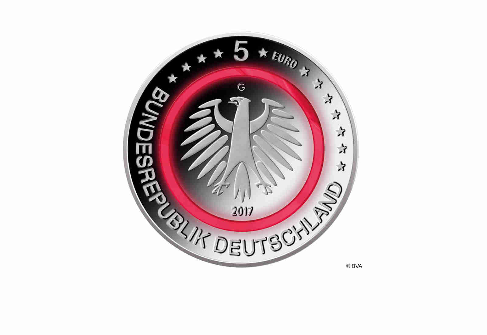 5 Euro 2017 Deutschland Tropische Zone mit rotem Polymerring st Prägestätte G