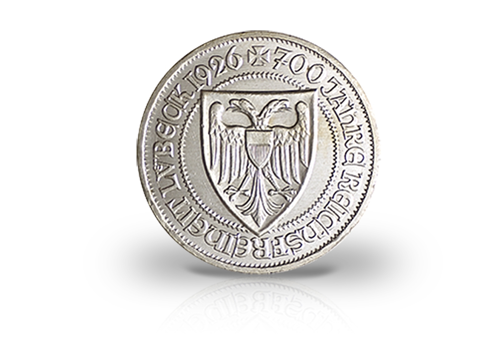 3 Reichsmark 1926 Weimarer Republik 700. Jahre Reichsfreiheit Lübeck Jaeger-Nr. 323