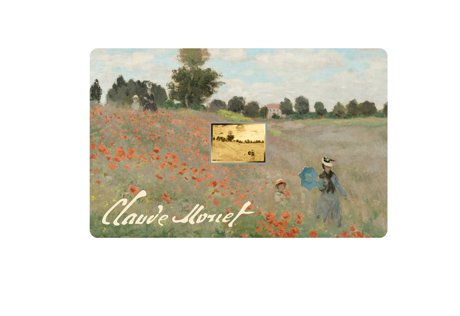 Goldmünze Motiv "Mohnfeld bei Argenteuil - Claude Monet" Coincard 999/1000 Gold Geschenk