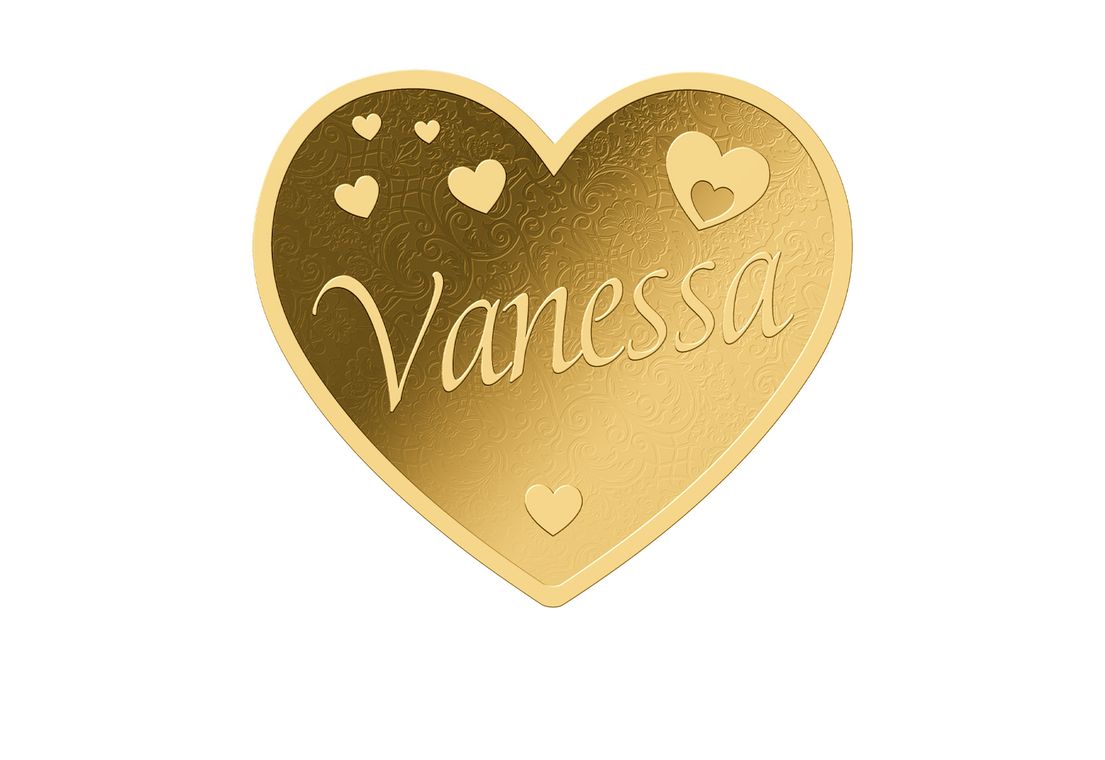 Goldmünze Motiv "Herz Vanessa" 999/1000 Gold im Geschenketui
