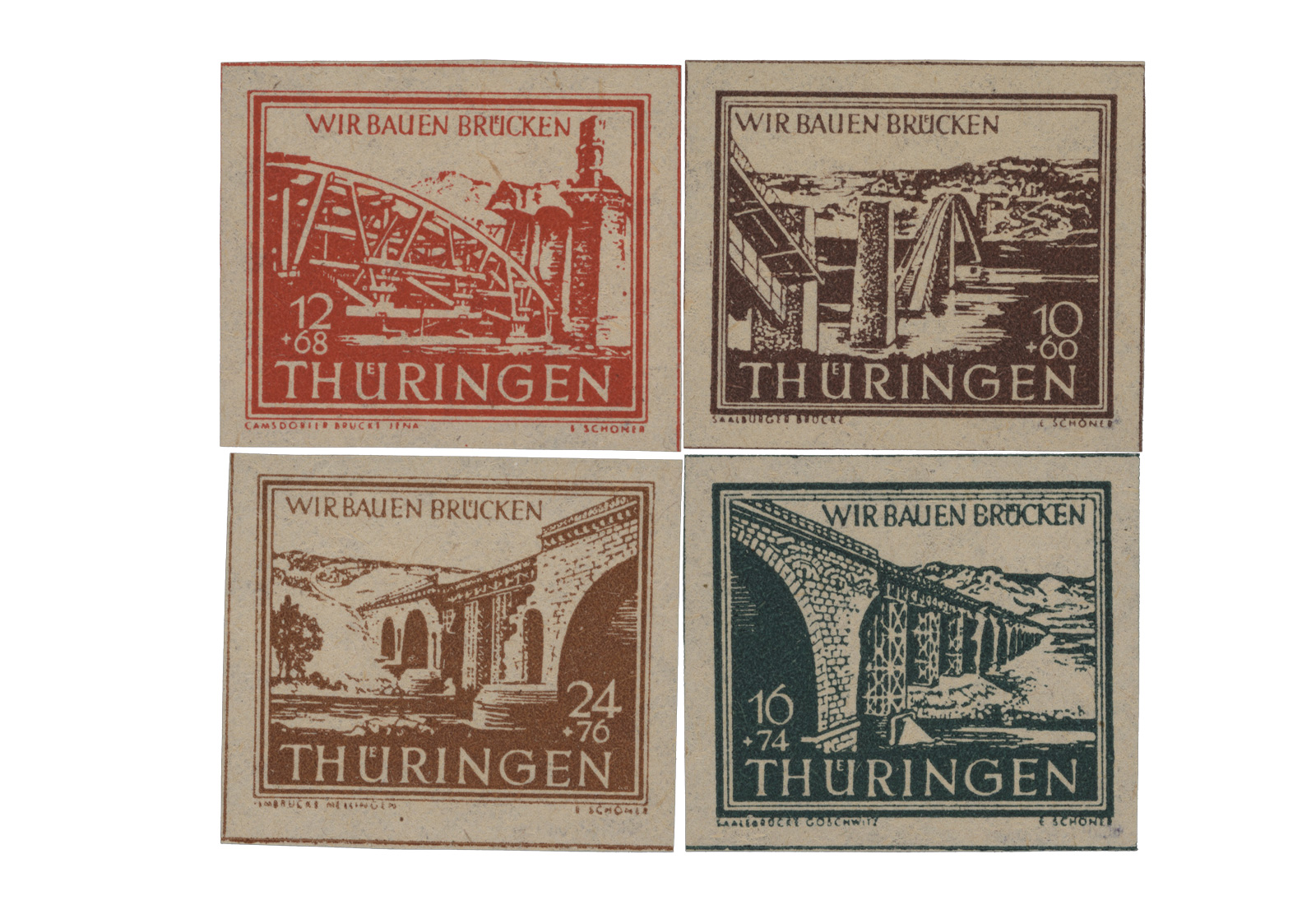 Briefmarken SBZ "Wir bauen Brücken" - MiNr. 112-115 yy **