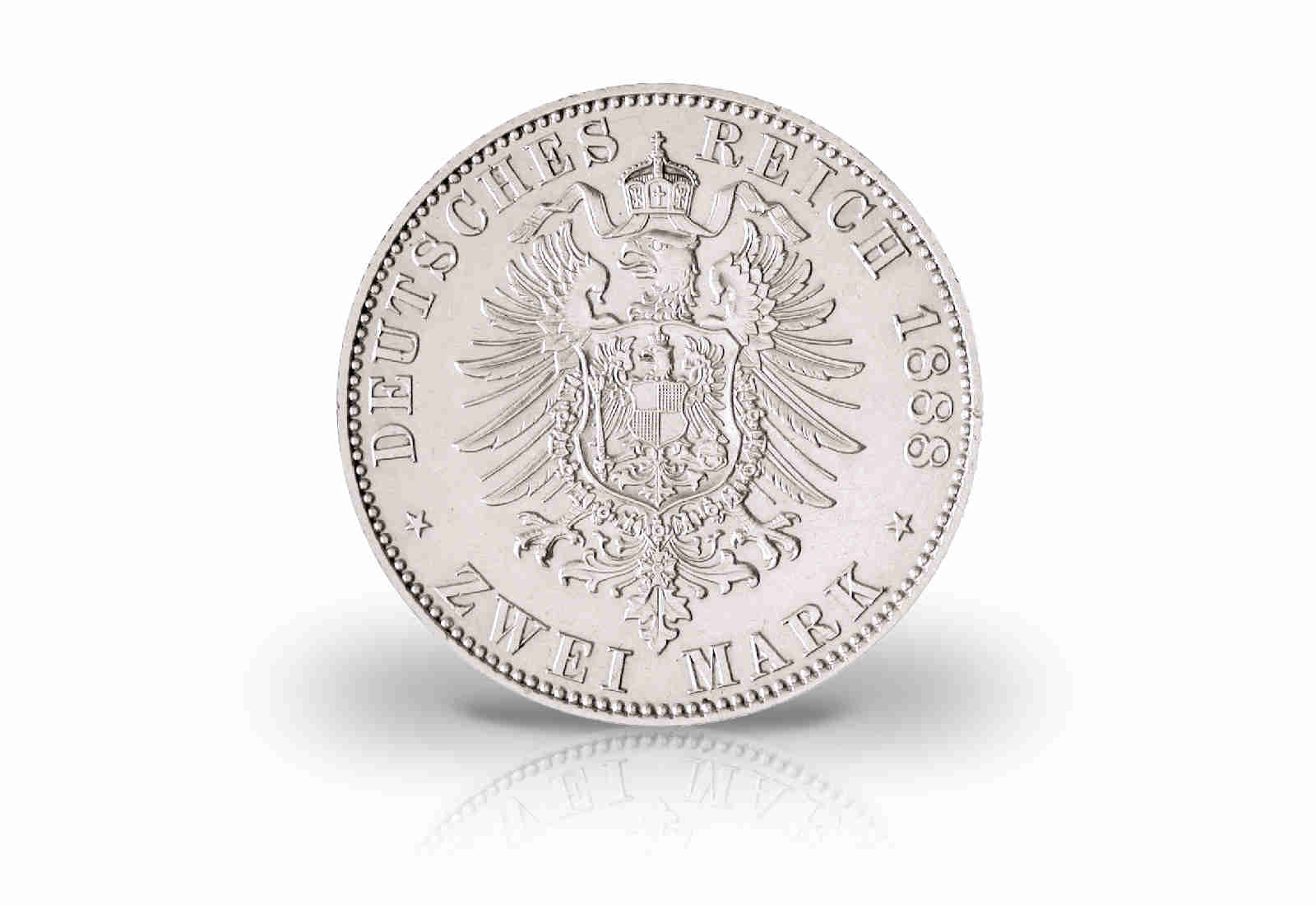 2 Mark 1888 Deutsches Kaiserreich Hessen Ludwig IV. Jaeger-Nr. 68