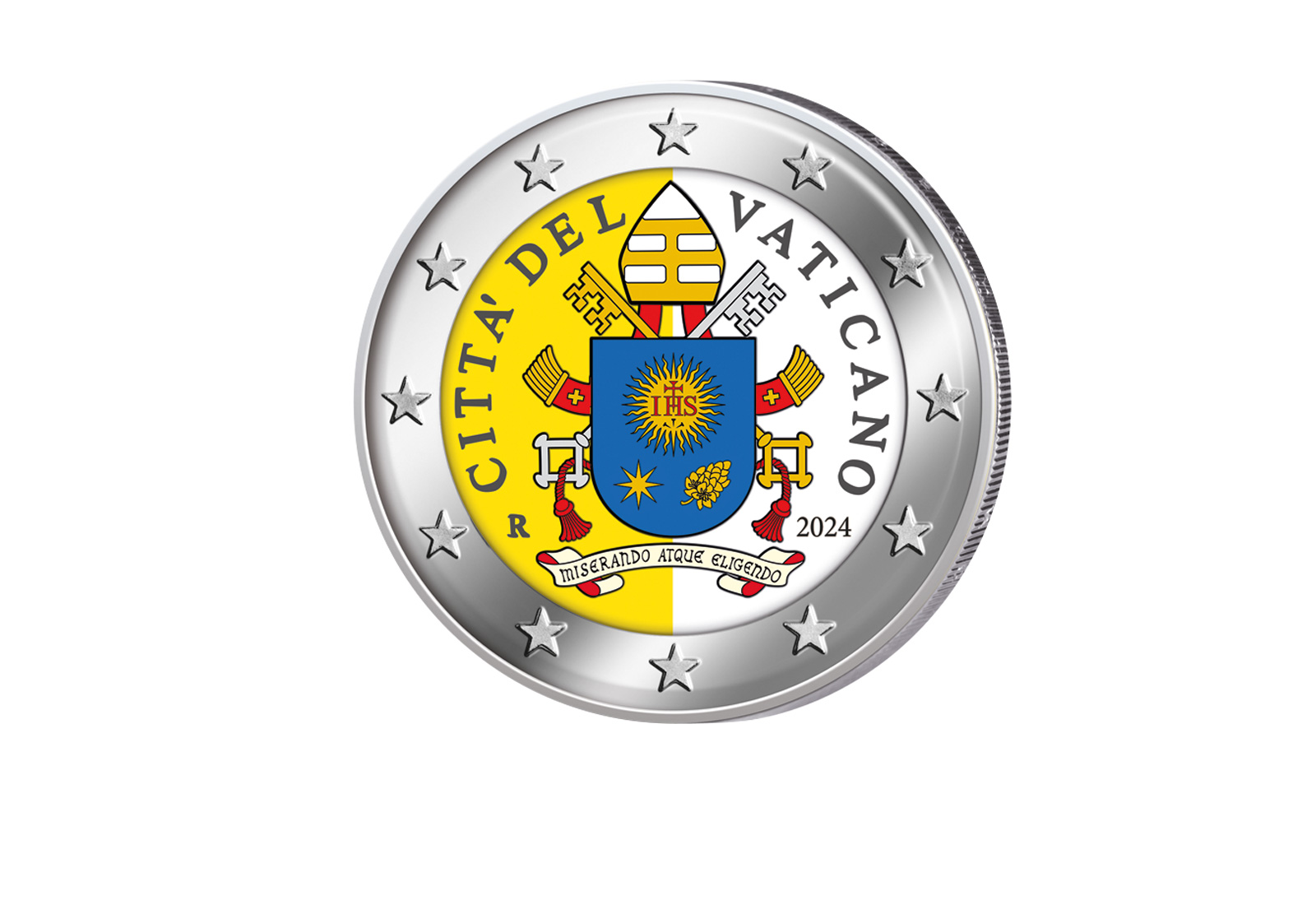 2 Euro 2024 Vatikan Kursmünze mit Farbmotiv st
