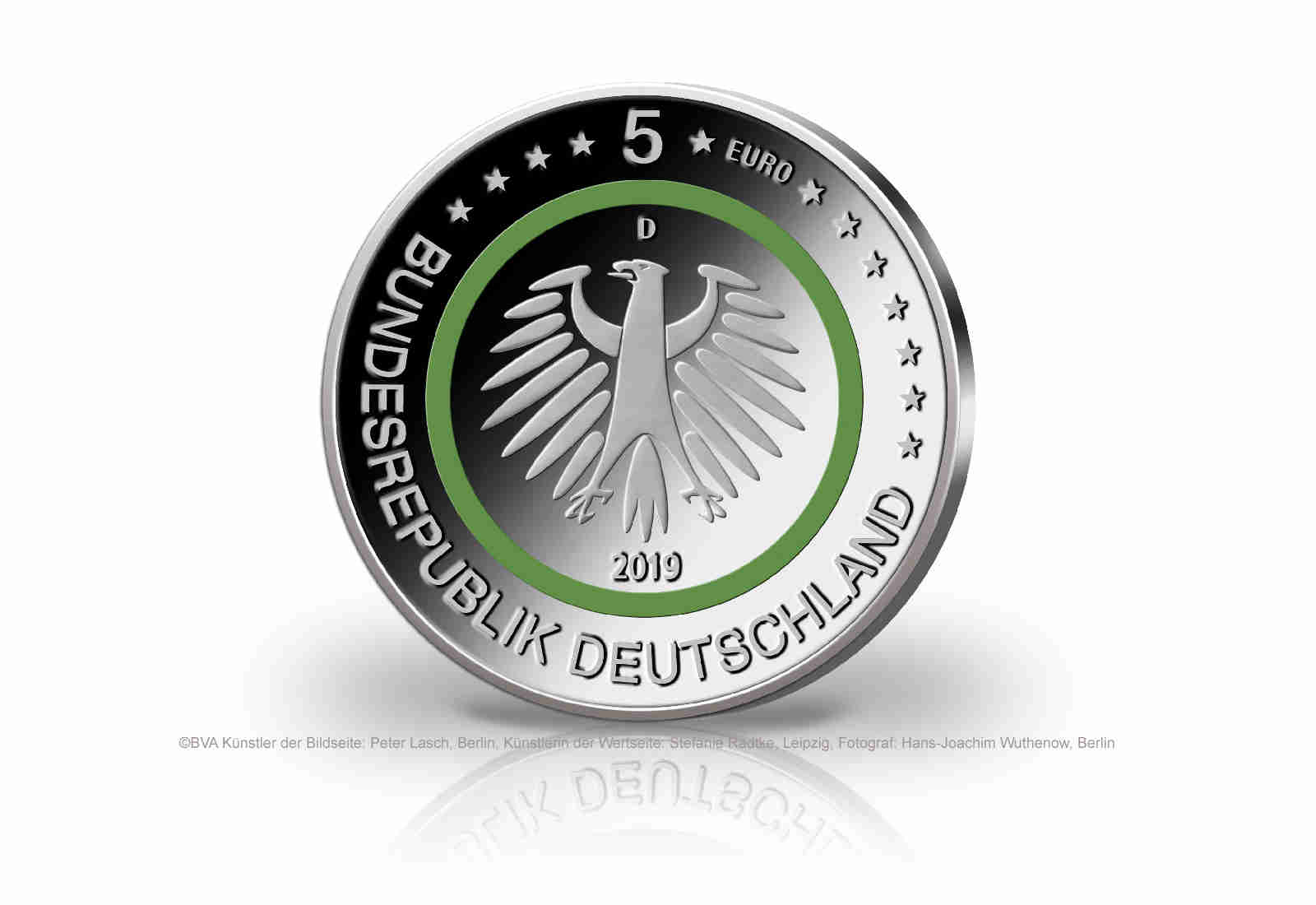 5 Euro 2019 Deutschland Gemässigte Zone mit Polymerring st Prägestätte D