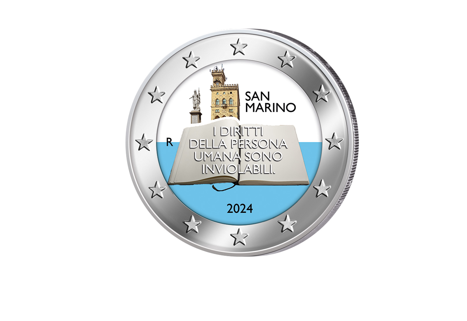 2 Euro San Marino 2024 50 Jahre Bürgerrechte & Prinzipien des Rechtssystems Farbmotiv