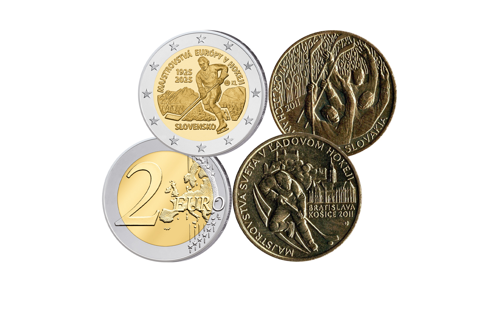 2 Euro 2025 Slowakei 100 J. Sporttunier inkl. Sonderprägung Eishockey WM 2011