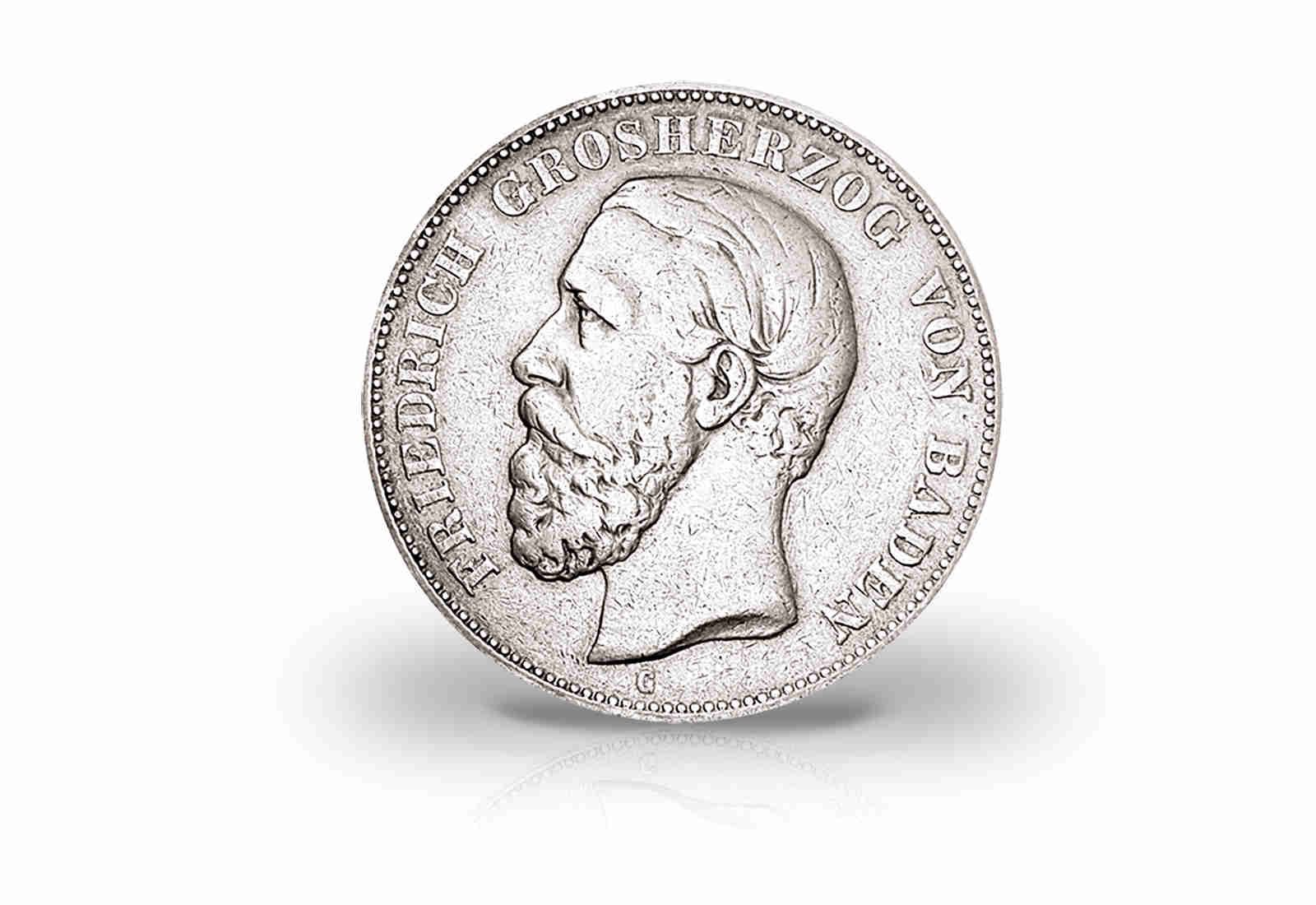 5 Mark 1875-1888 Deutsches Kaiserreich Baden Großherzog Friedrich I. Jaeger-Nr. 27
