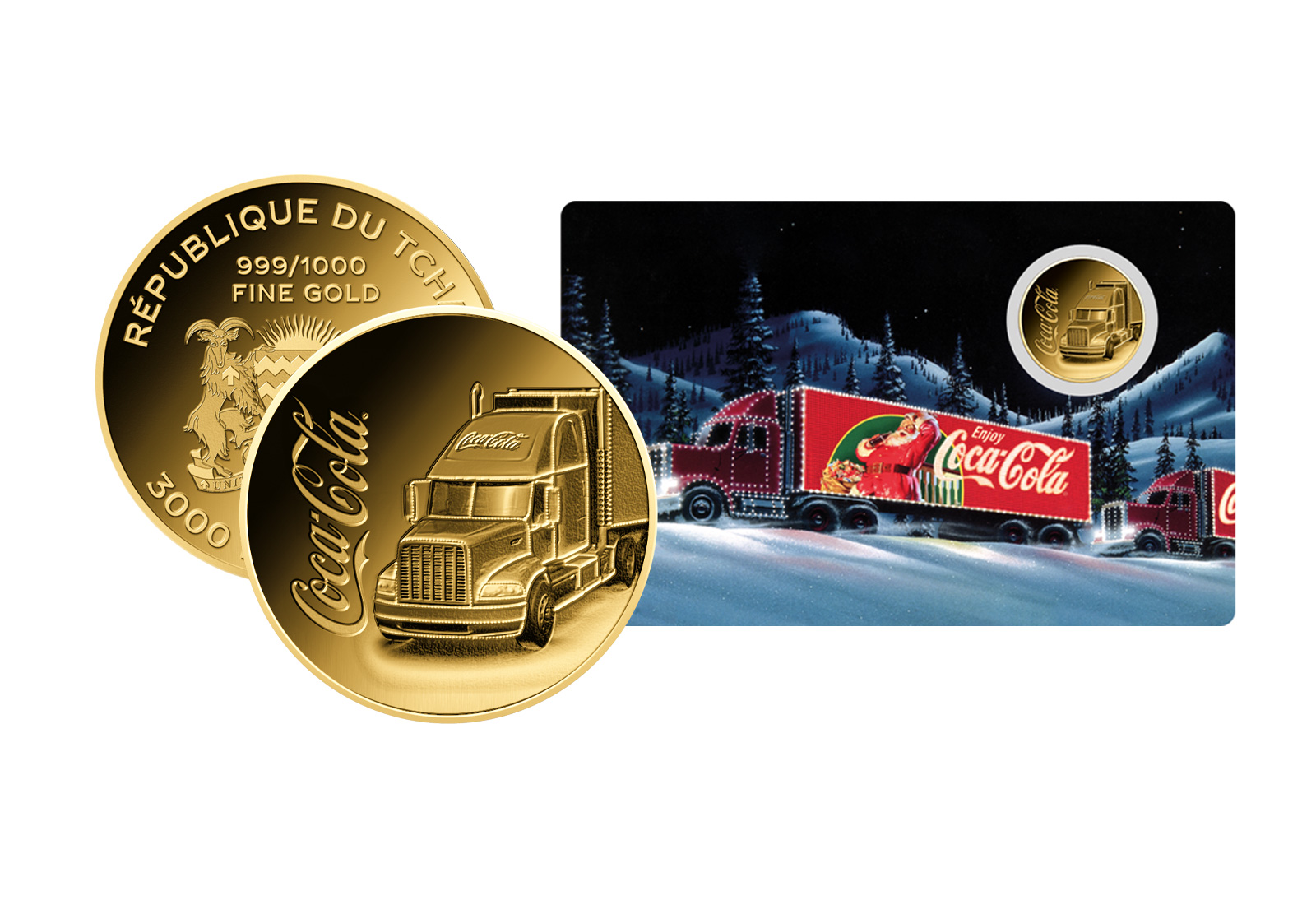 Goldmünze Motiv "Coca-Cola Truck" Coincard 999/1000 Gold Geschenk