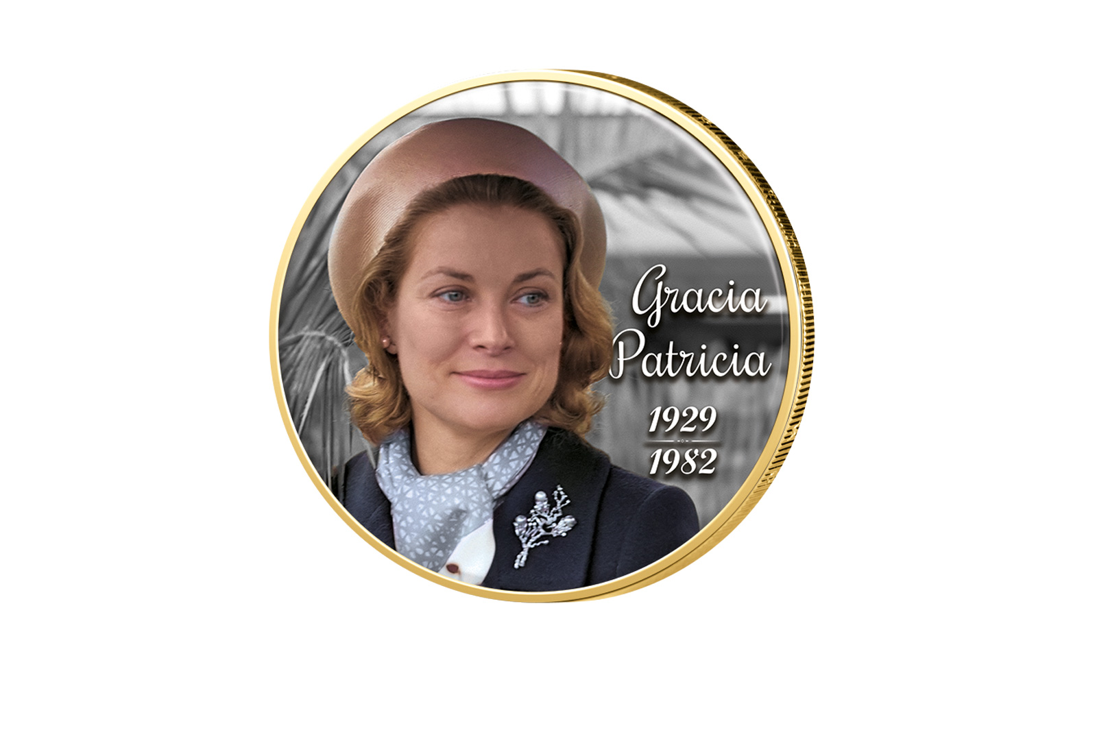 2 Euro vergoldet Gracia Patricia 1929-1982 mit Farbmotiv