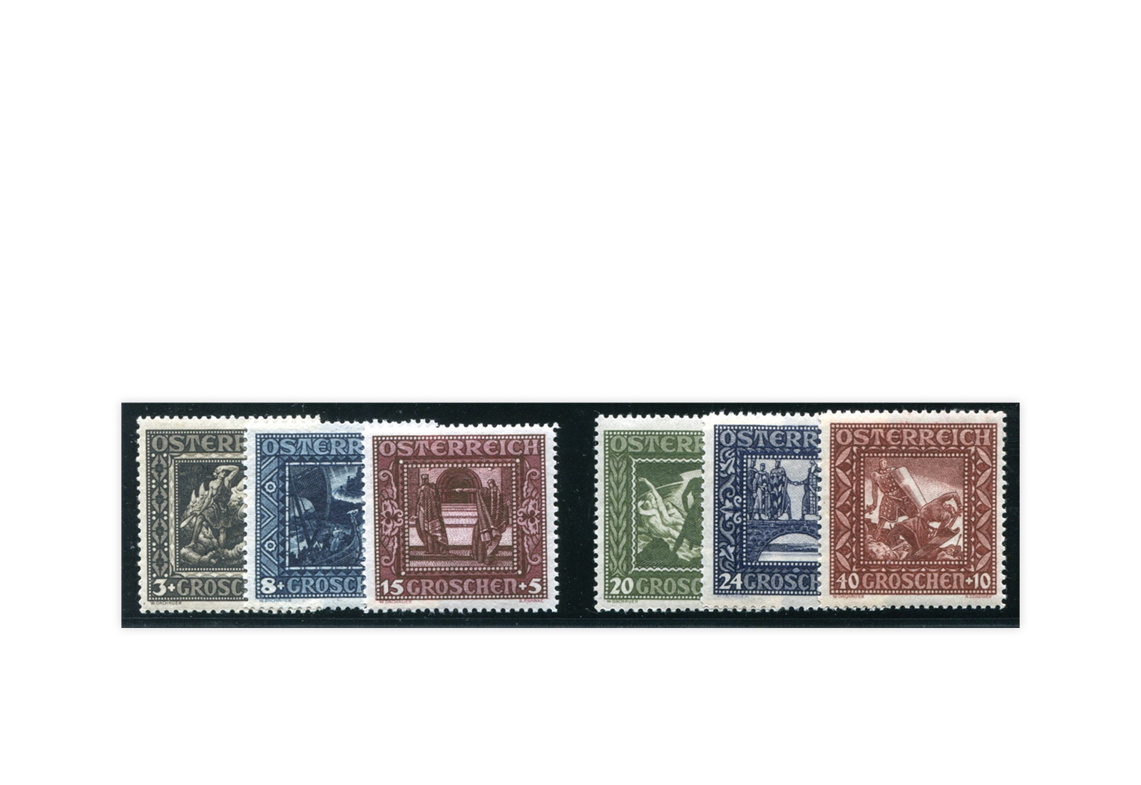 Österreich Mi.Nr. 488/493 Falz Nibelungensage 1926