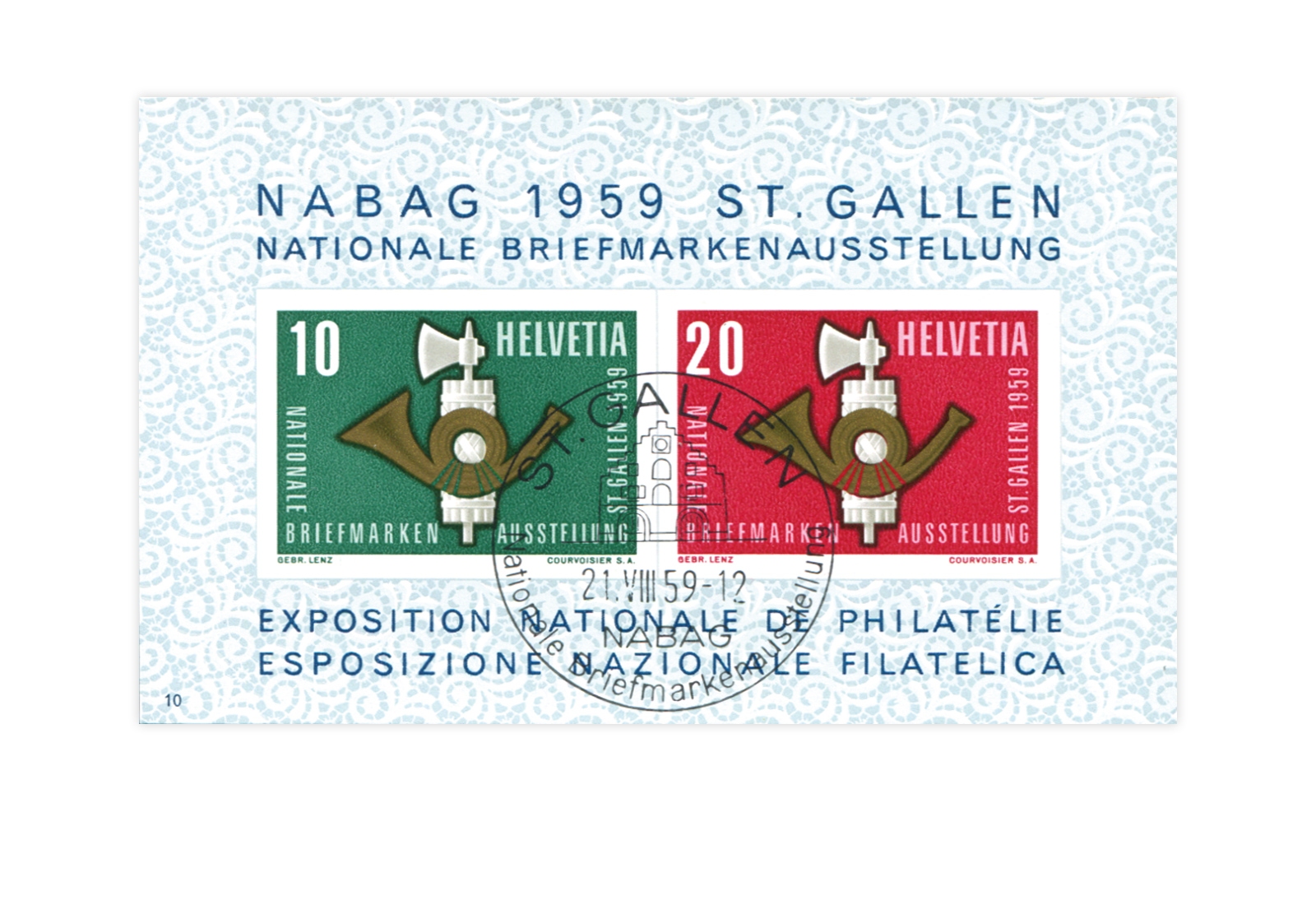 Schweiz Block 16 NABA St. Gallen 1959 gestempelt