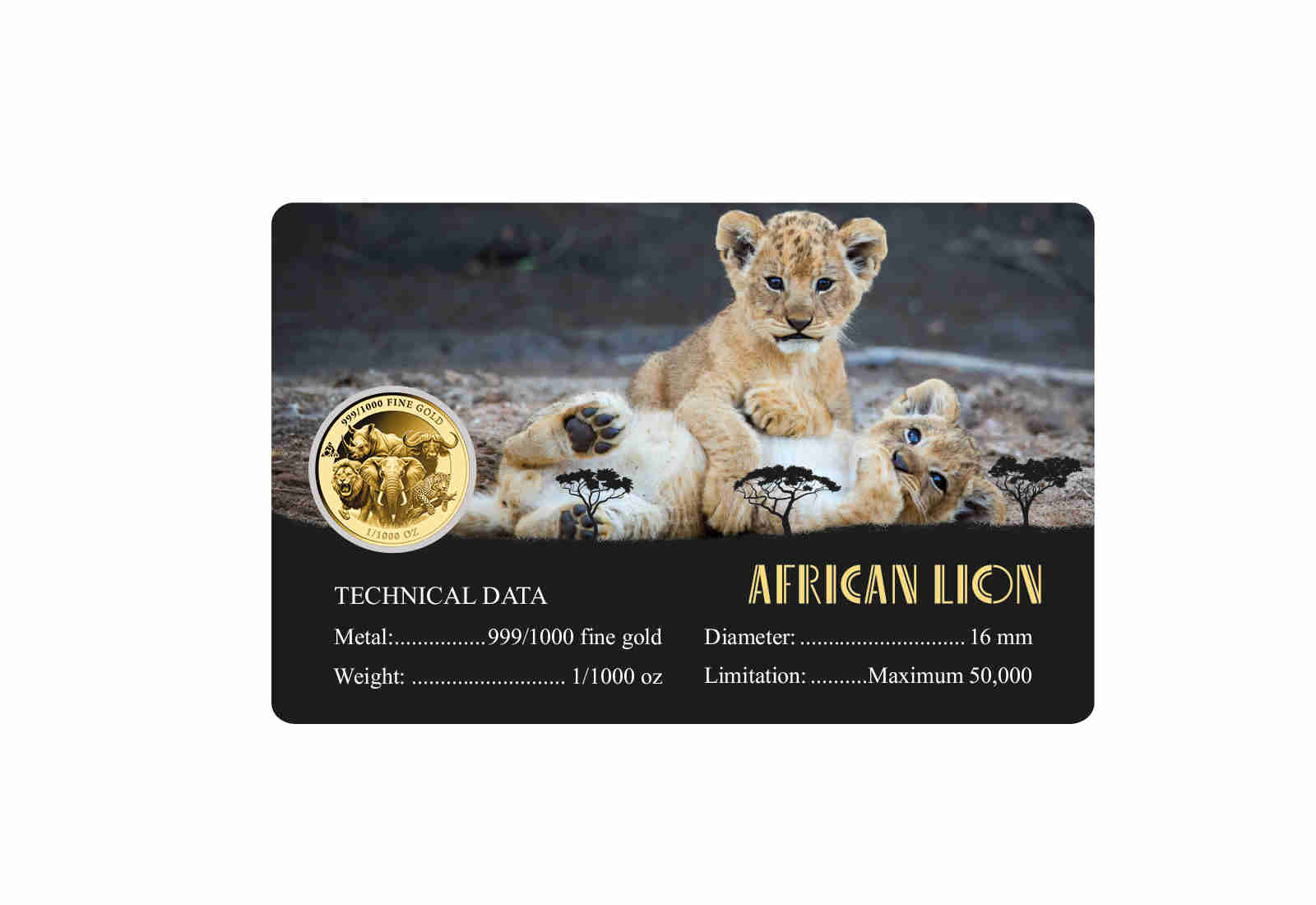 Goldcard Motiv Löwe mit 999/1000 Goldausgabe