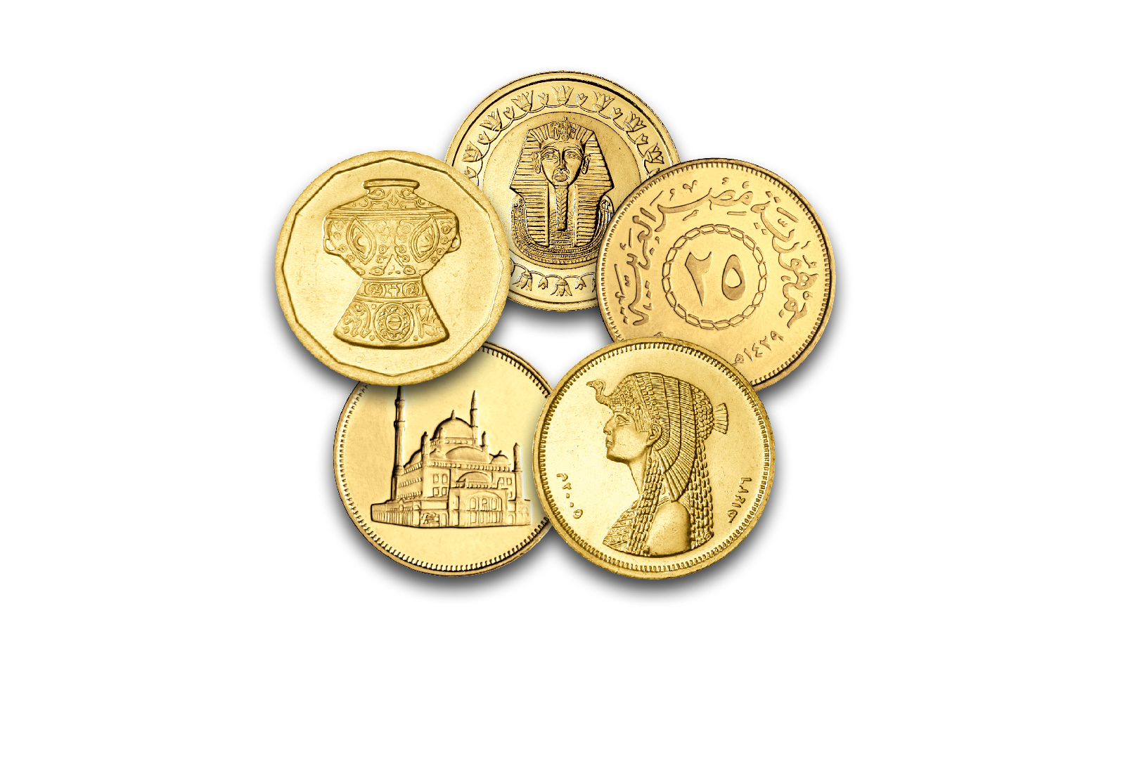 Worldcoinsatz Ägypten Prestige Münzsatz veredelt mit Gold und Rhodium