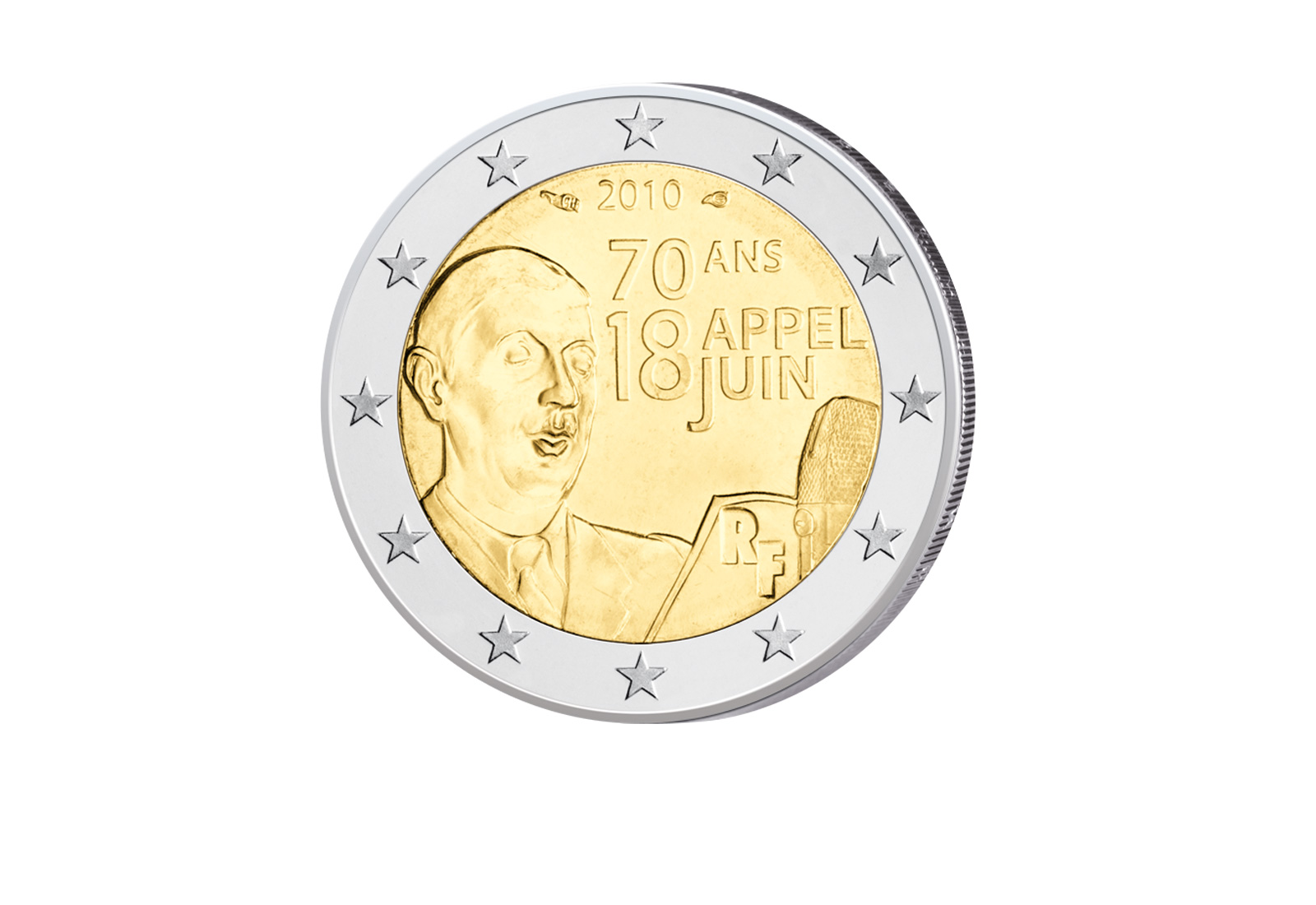 2 Euro 2010 Frankreich 70 Jahre Apell durch de Gaulle