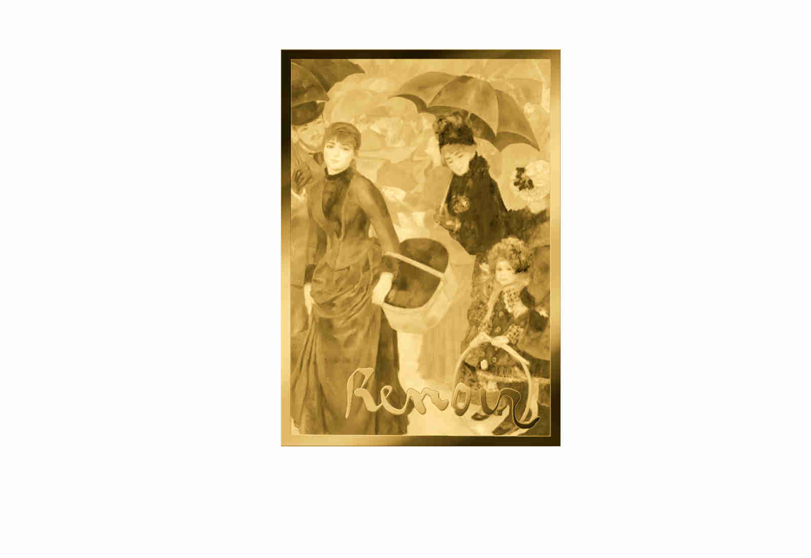 Goldmünze Motiv Die Regenschirme Coincard Feinheit 999/1000 Gold Geschenk