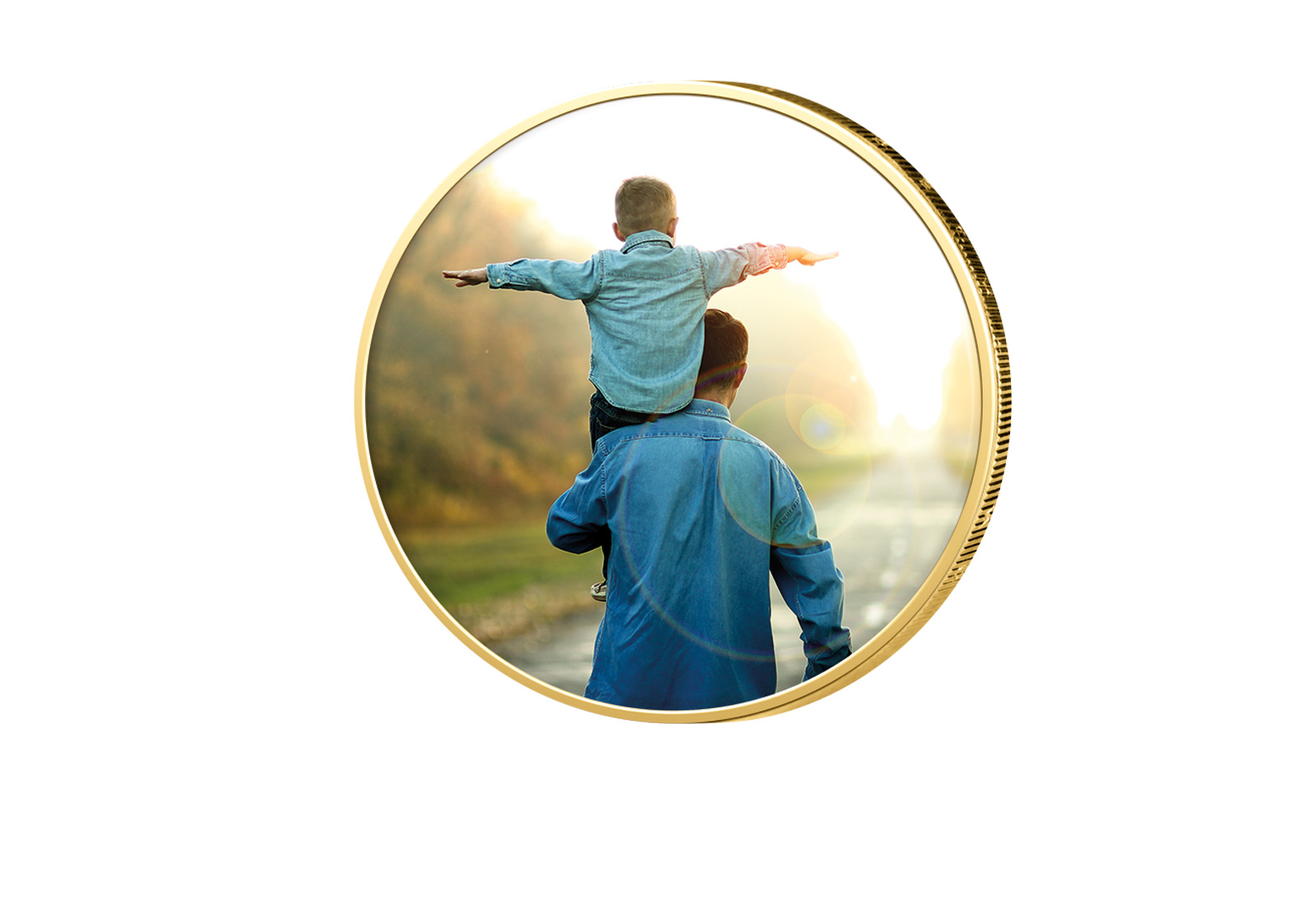 2 Euro vergoldet mit Farbapplikation Vatertag