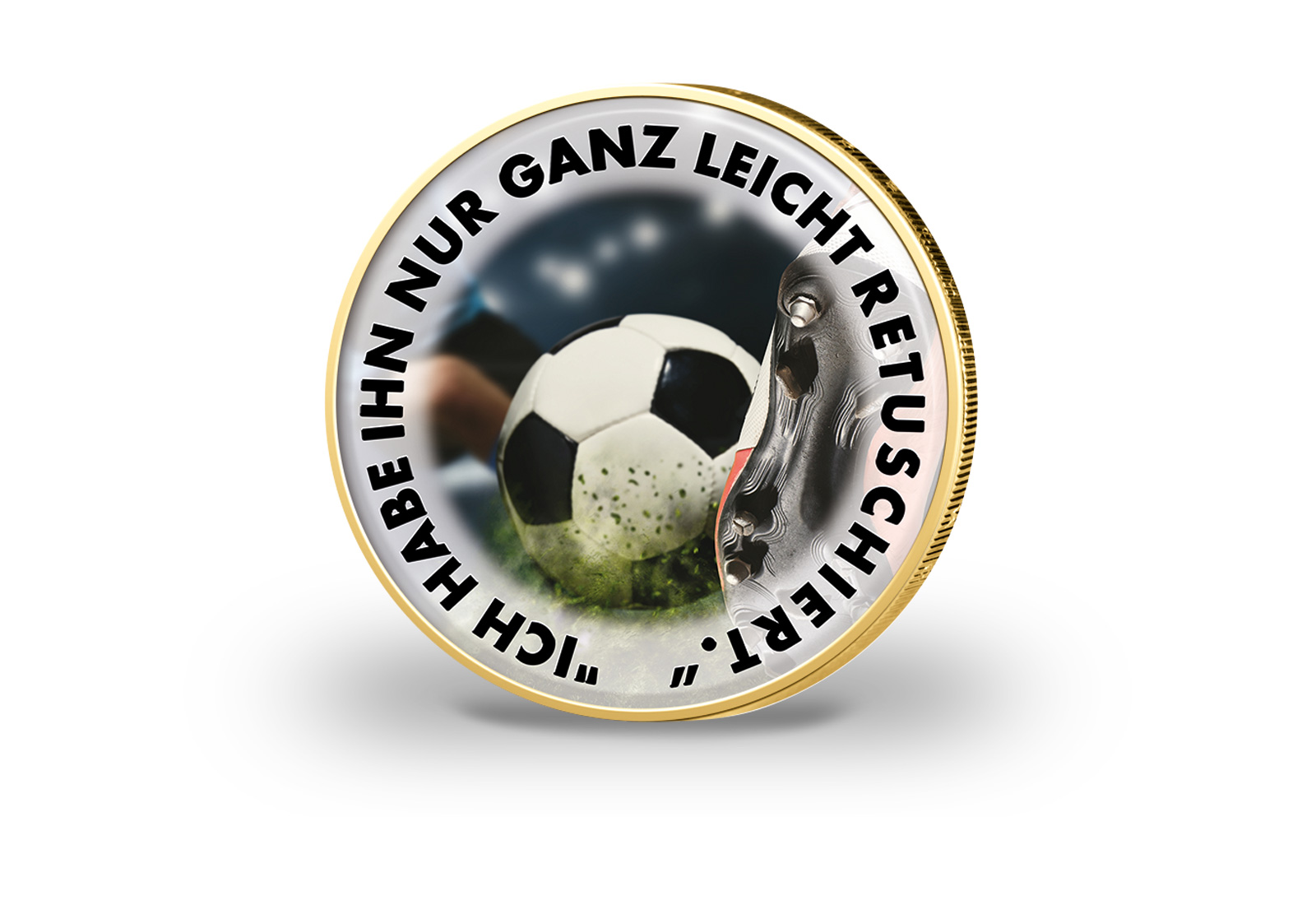 2 Euro vergoldet Fußballspruch 29 mit Farbmotiv