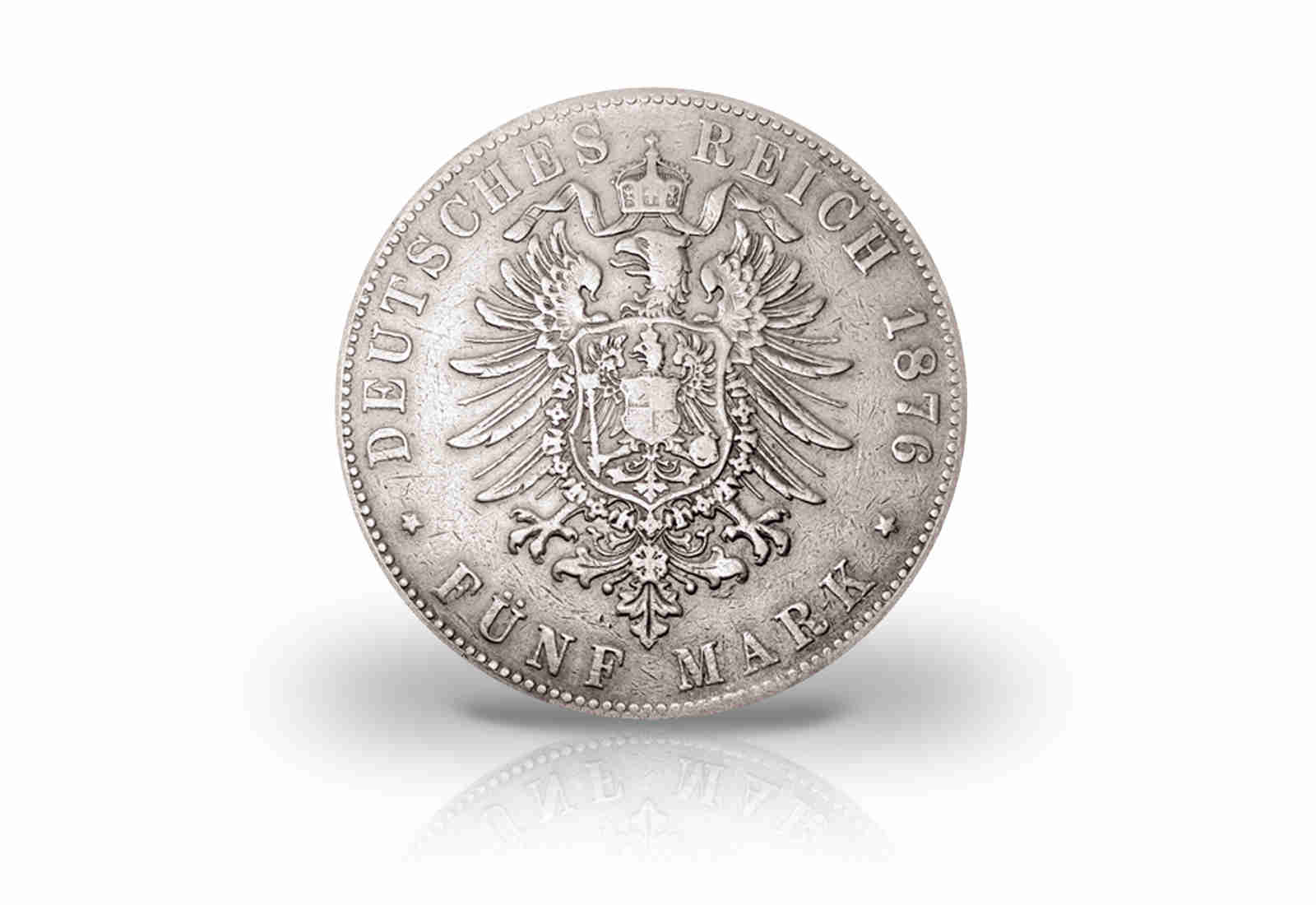 5 Mark 1874-1876 Deutsches Kaiserreich Preußen Kaiser Wilhelm I. Jaeger-Nr. 97