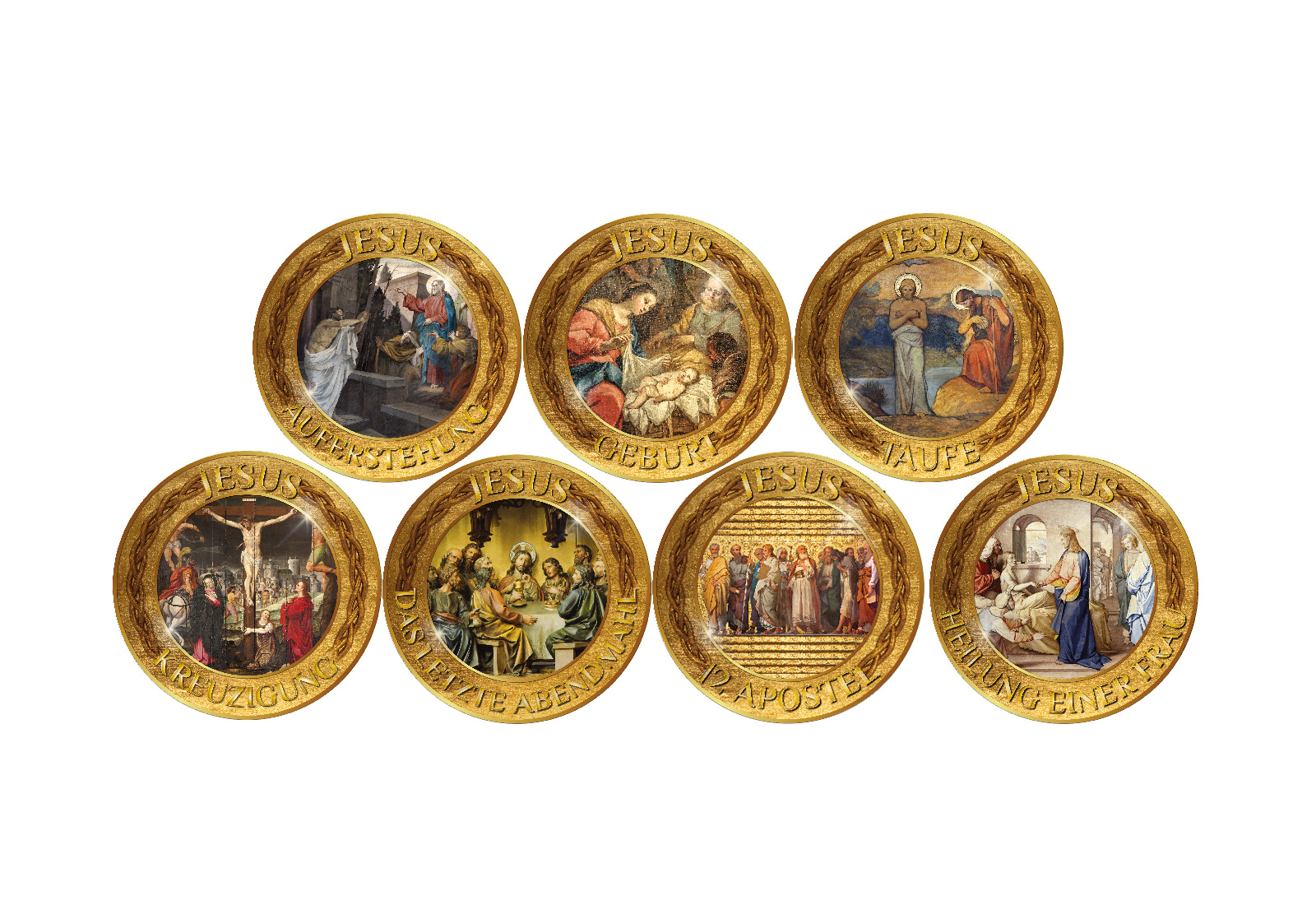 Jesus Lebensweg 7er Kollektion mit Farbapplikation im Etui inkl. Zertifikat